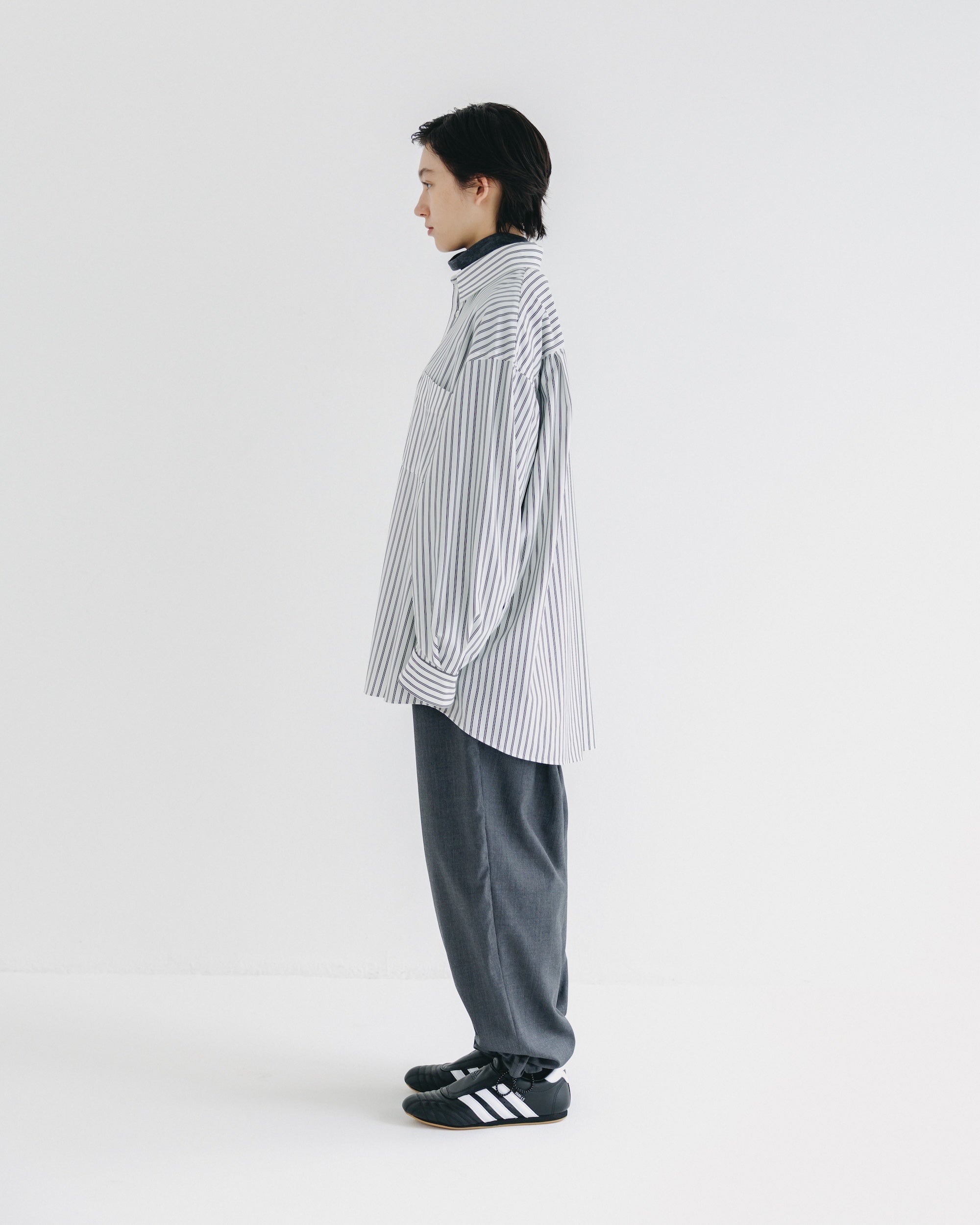 【9.17 WED 20:00- IN STOCK】46G KNIT EVERYDAY L/S SHIRT (WHITE STRIPE)