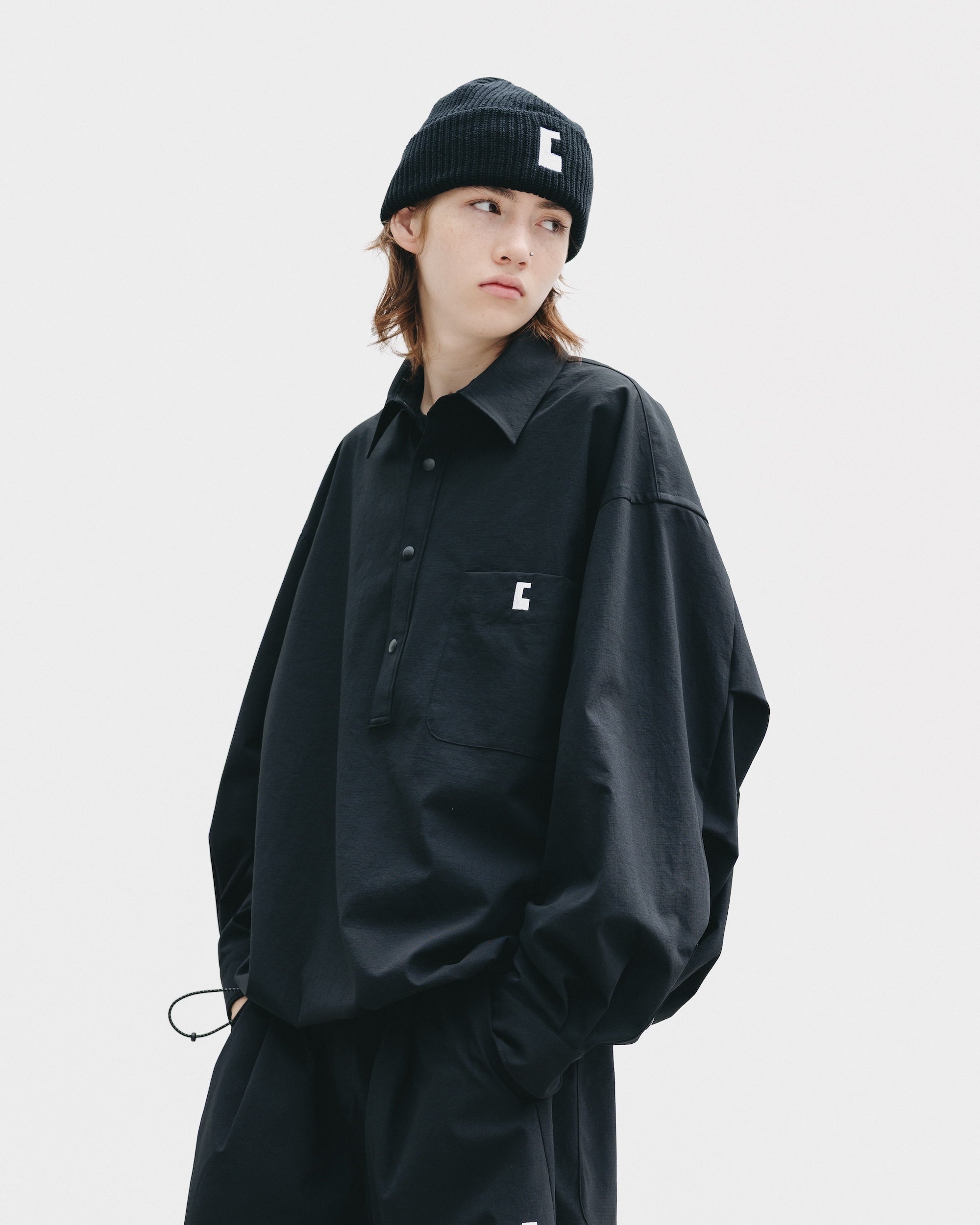 C” COTTON KNIT CAP 001 (BLACK)