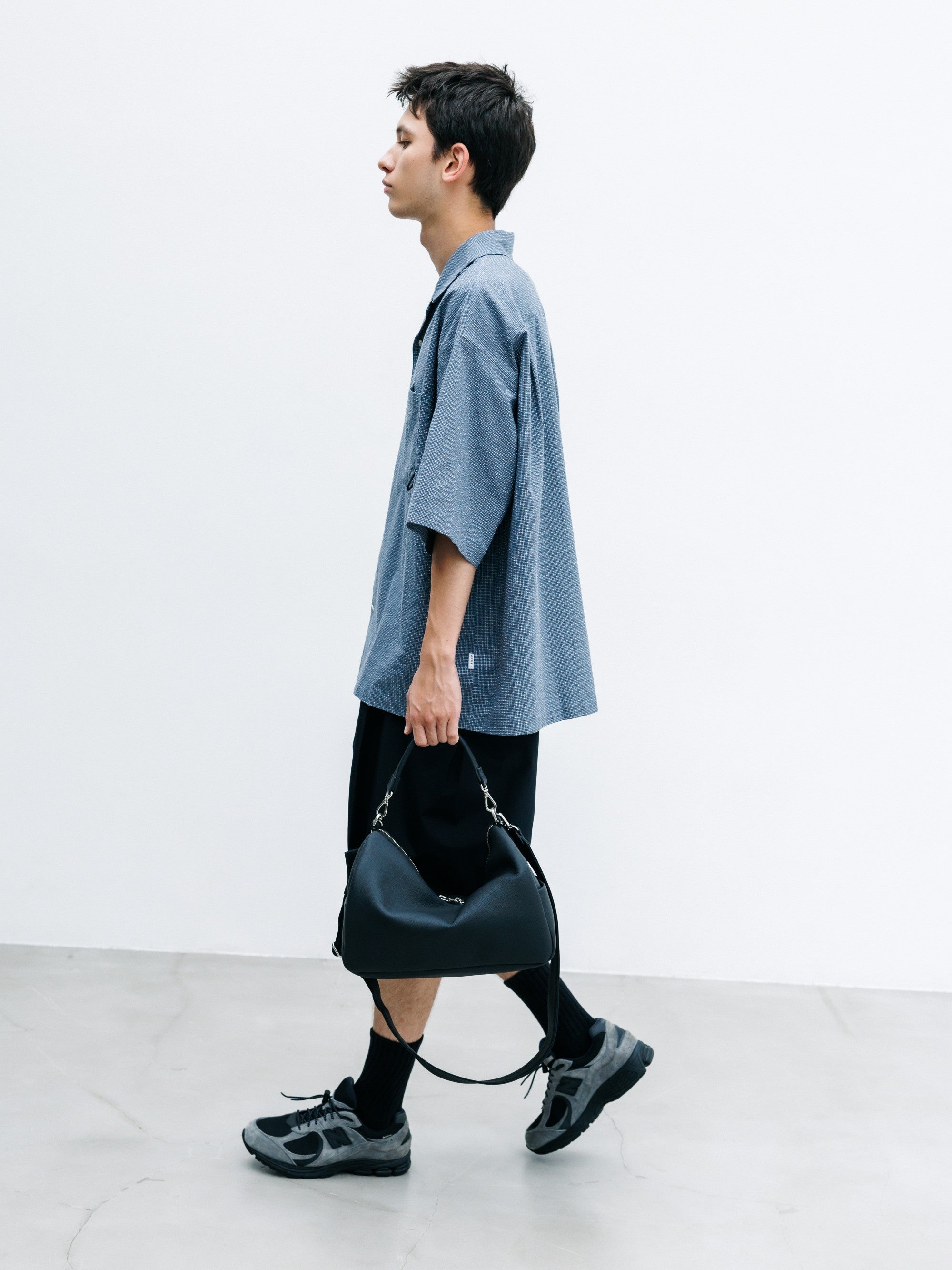 【7.25 SAT 20:00- IN STOCK】MINI CHECK OPEN COLLAR S/S SHIRT (BLUE×WHITE)