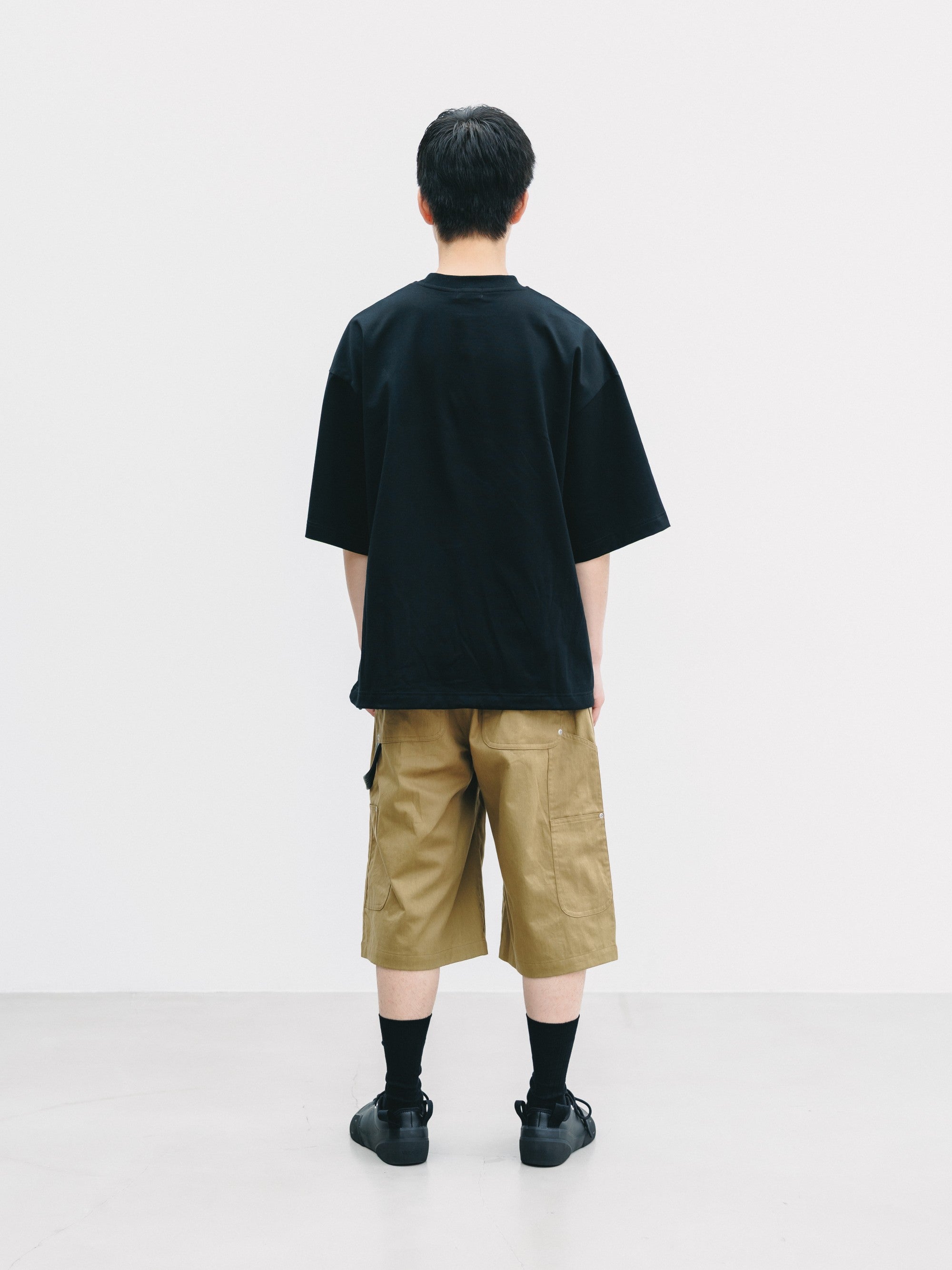 【7.4 SAT 20:00- IN STOCK】VINTAGE EFFECT DOUBLE KNEE WORKER BAGGY HALF PANTS (BEIGE)