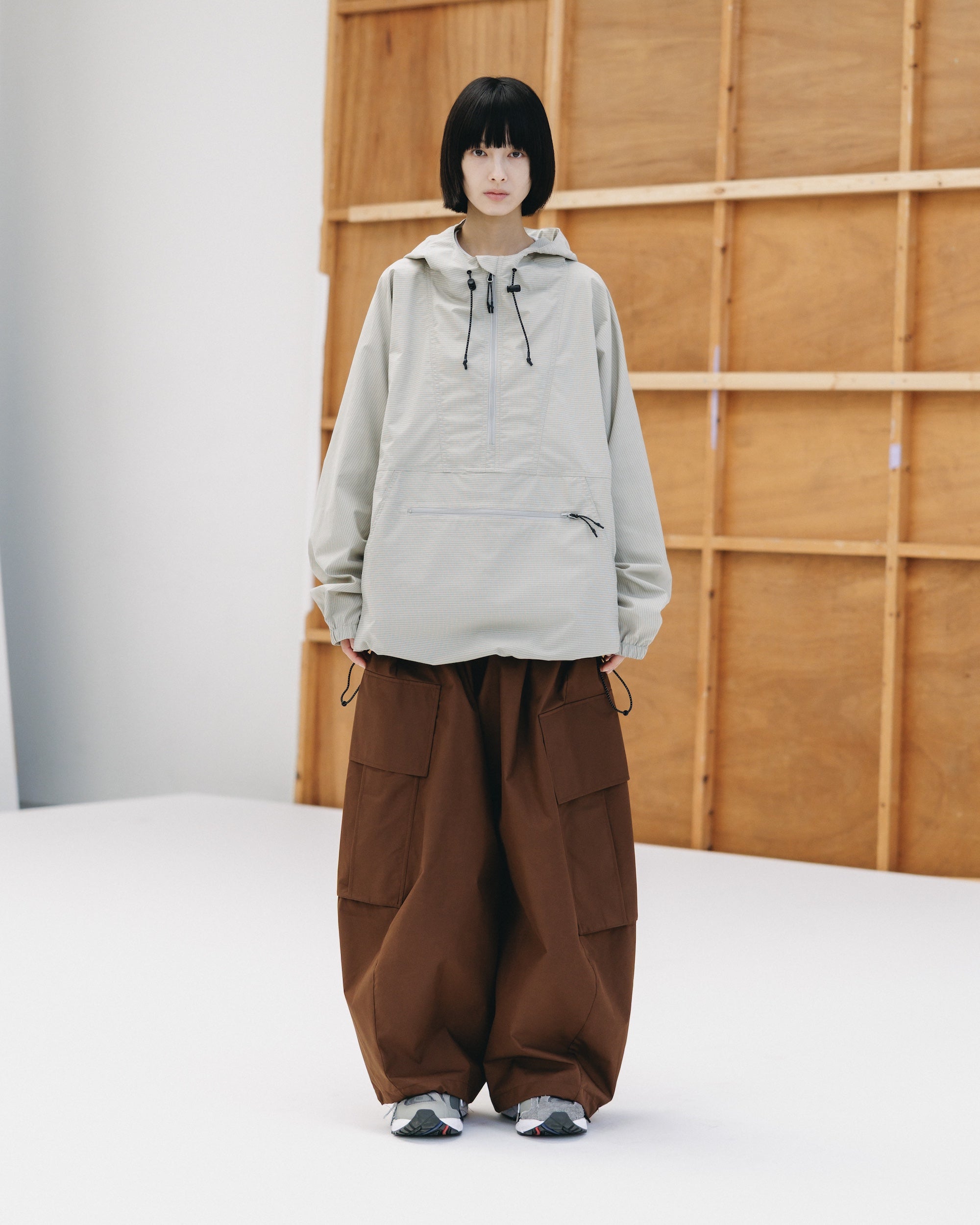 PACKABLE CITY ANORAK PARKA  (BEIGE(MINI GRAPH CHECK))