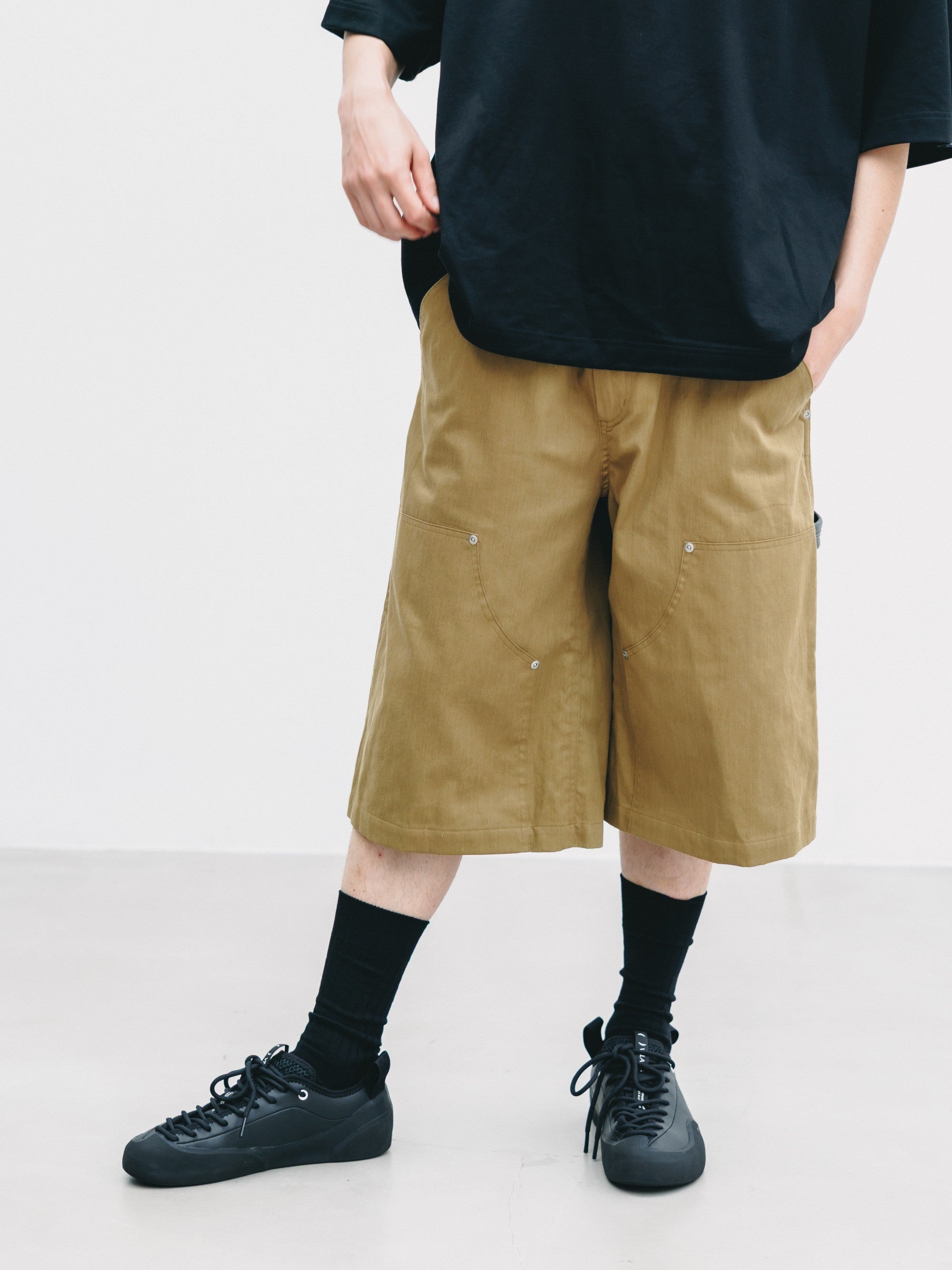 7.4 SAT 20:00- IN STOCK】VINTAGE EFFECT DOUBLE KNEE WORKER BAGGY HALF