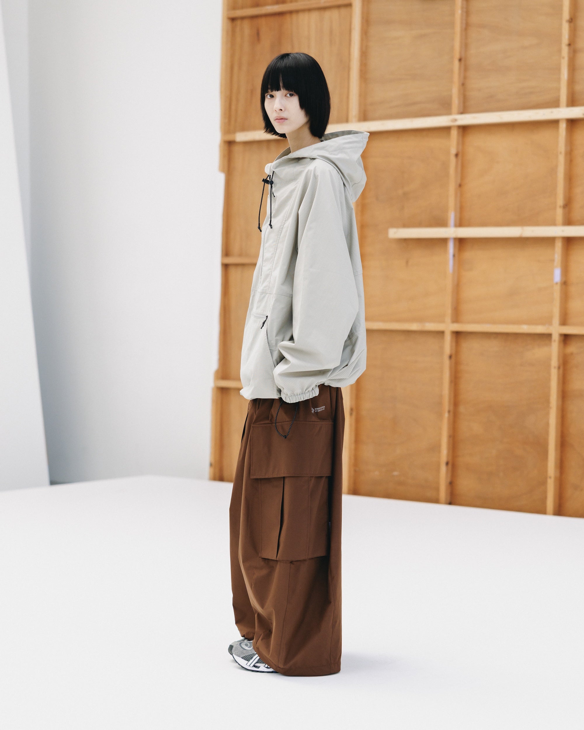 PACKABLE CITY ANORAK PARKA  (BEIGE(MINI GRAPH CHECK))