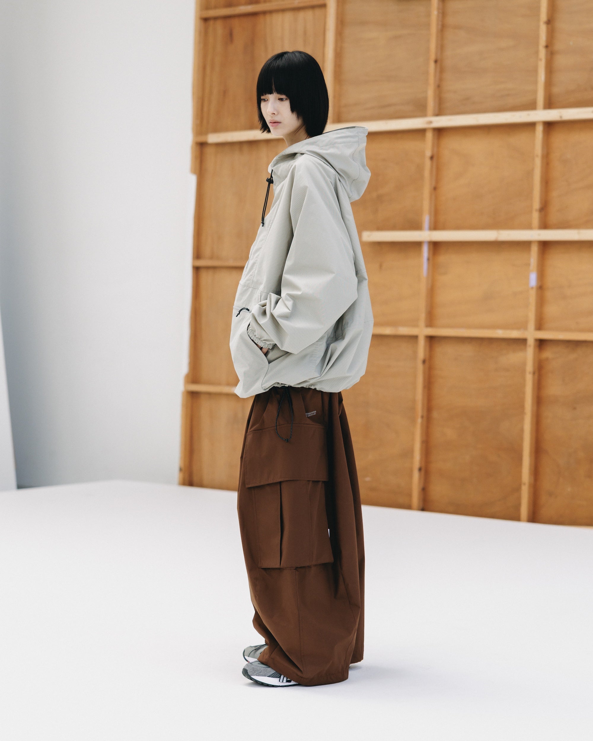 PACKABLE CITY ANORAK PARKA  (BEIGE(MINI GRAPH CHECK))