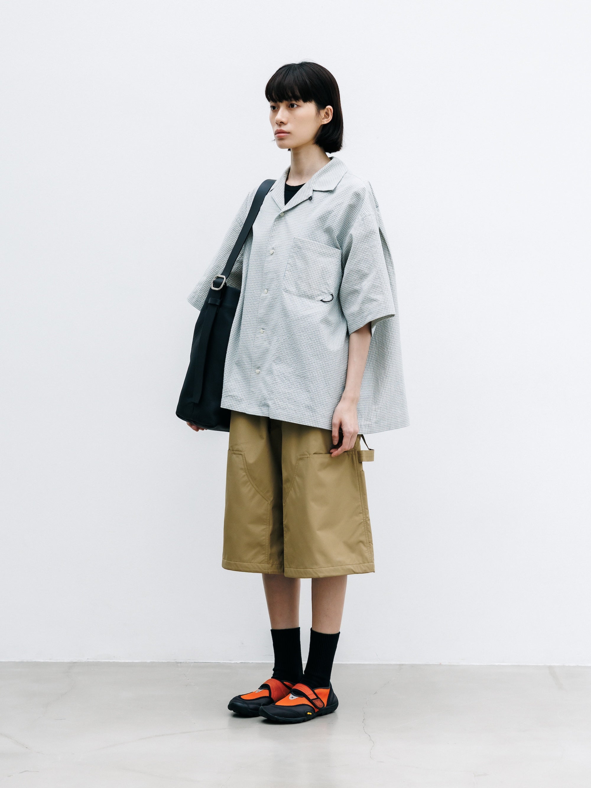 【7.25 SAT 20:00- IN STOCK】MINI CHECK OPEN COLLAR S/S SHIRT (BEIGE×BLUE)