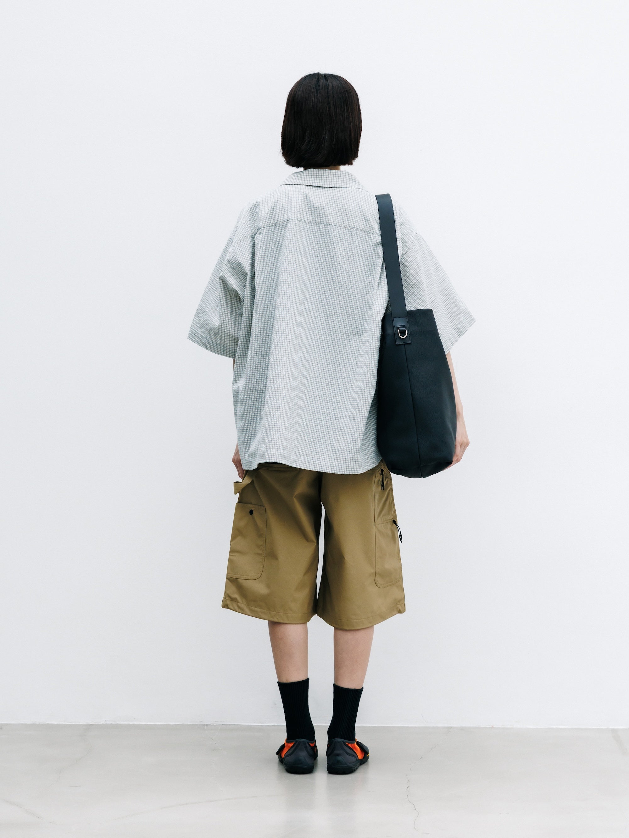 【7.25 SAT 20:00- IN STOCK】MINI CHECK OPEN COLLAR S/S SHIRT (BEIGE×BLUE)