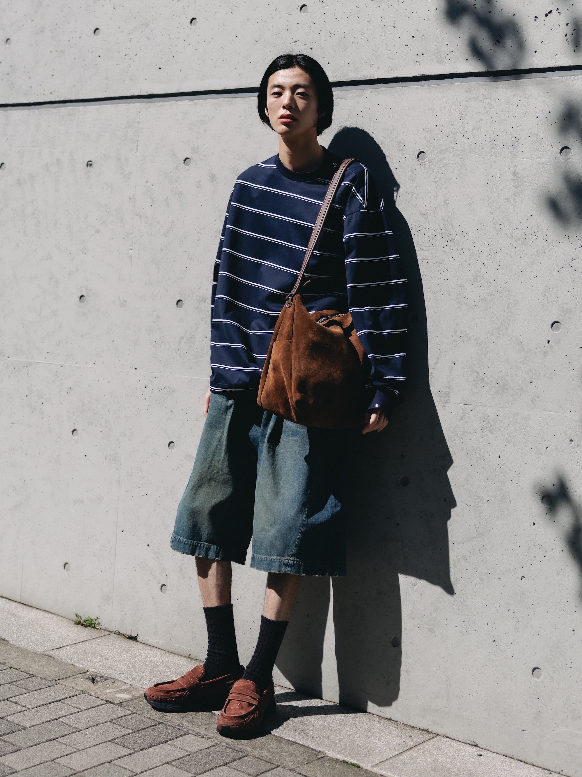 VINTAGE DYED SELVEDGE DENIM CITY BAGGY HALF PANTS (VINTAGE INDIGO)