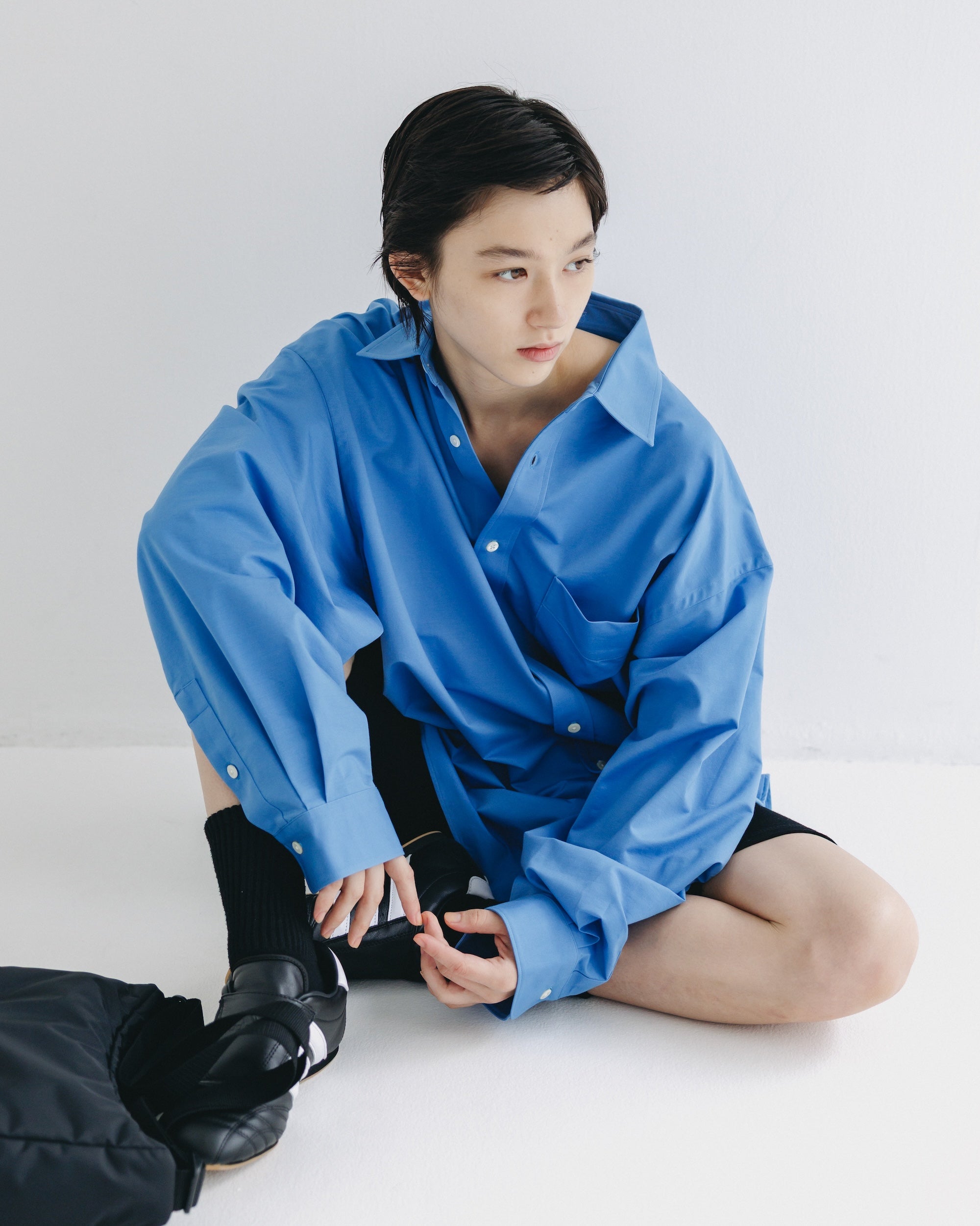 【9.17 WED 20:00- IN STOCK】46G KNIT EVERYDAY L/S SHIRT (SAX BLUE)