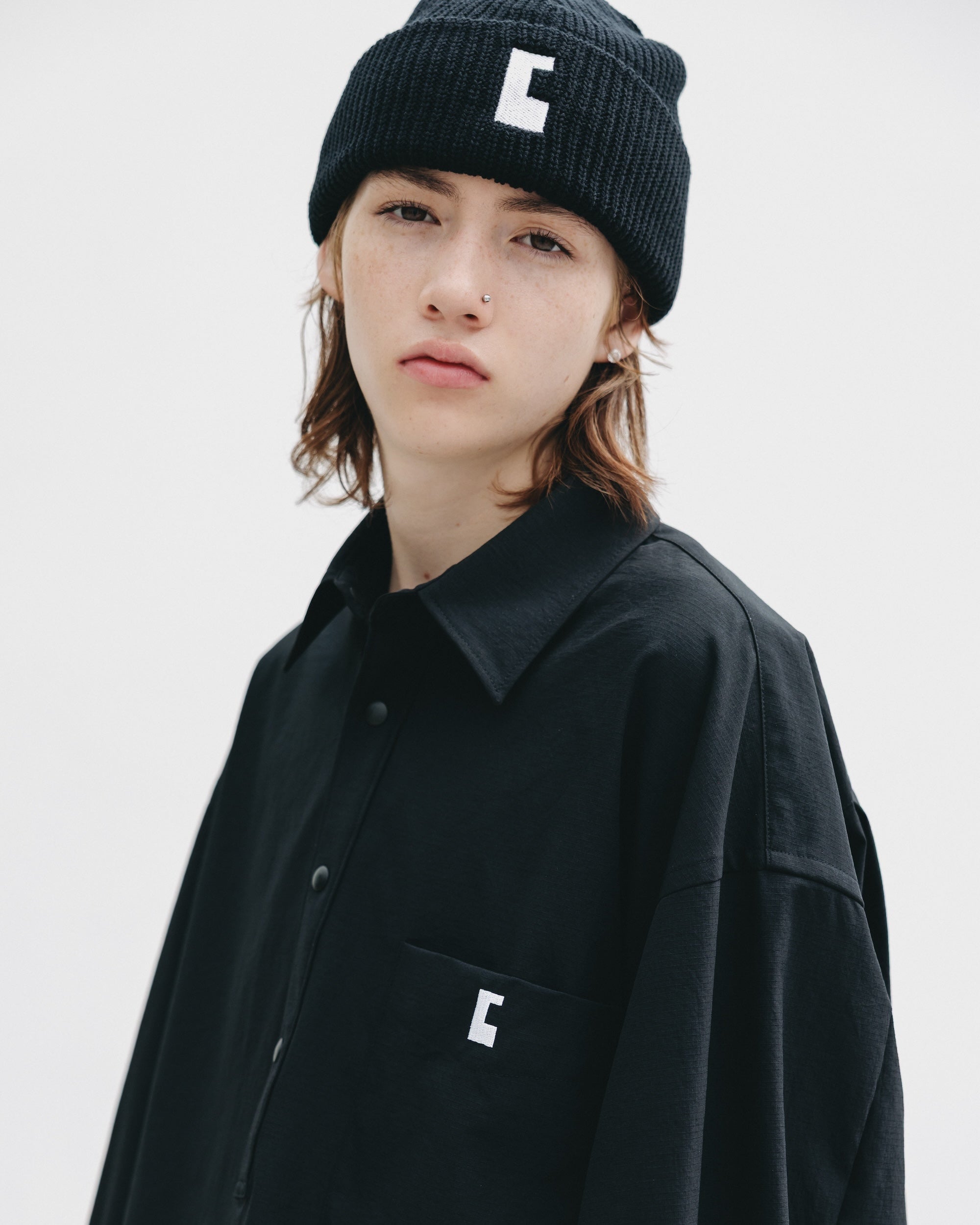 C” COTTON KNIT CAP 001 (BLACK)