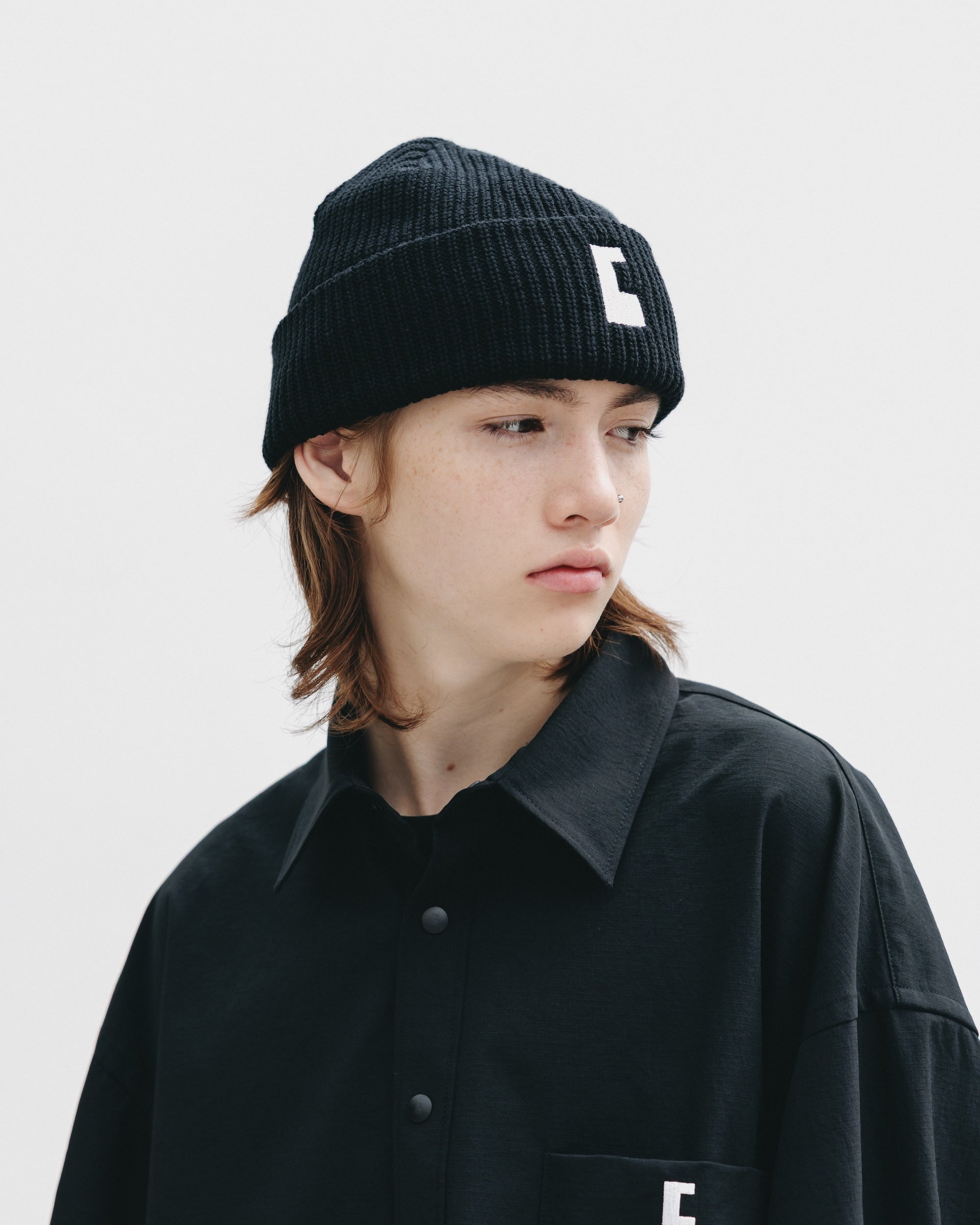 C” COTTON KNIT CAP 001 (BLACK)