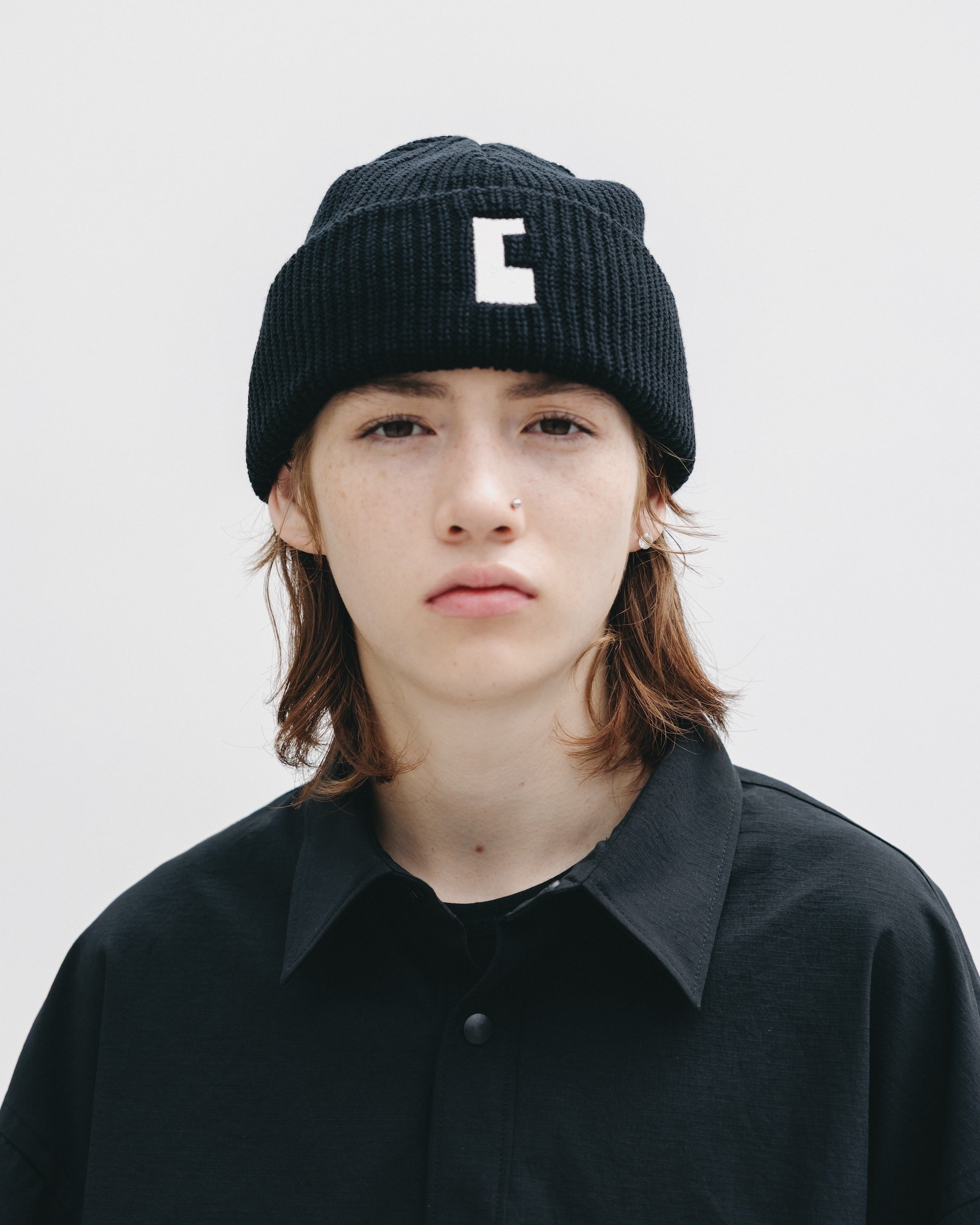C” COTTON KNIT CAP 001 (BLACK)