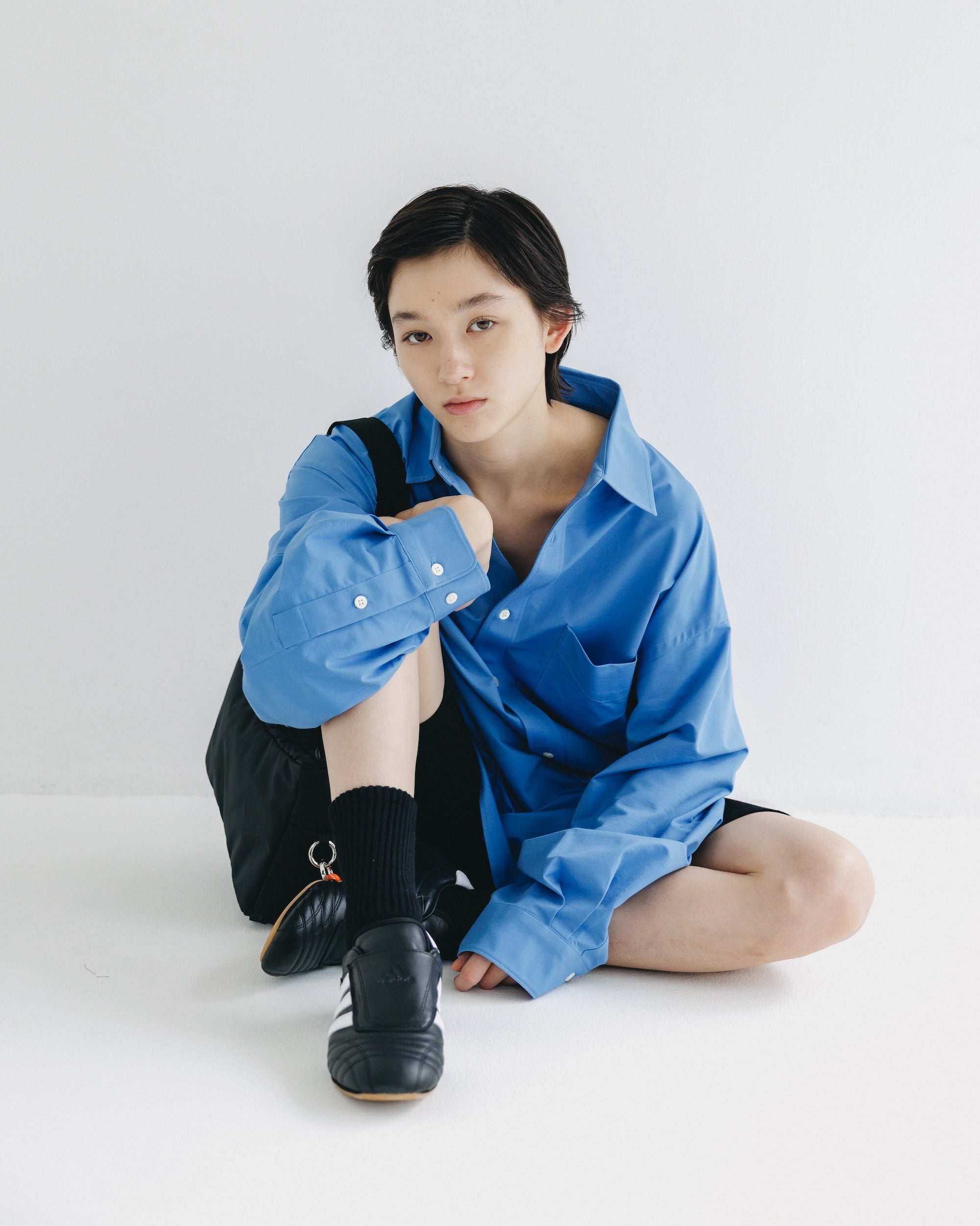 【9.17 WED 20:00- IN STOCK】46G KNIT EVERYDAY L/S SHIRT (SAX BLUE)