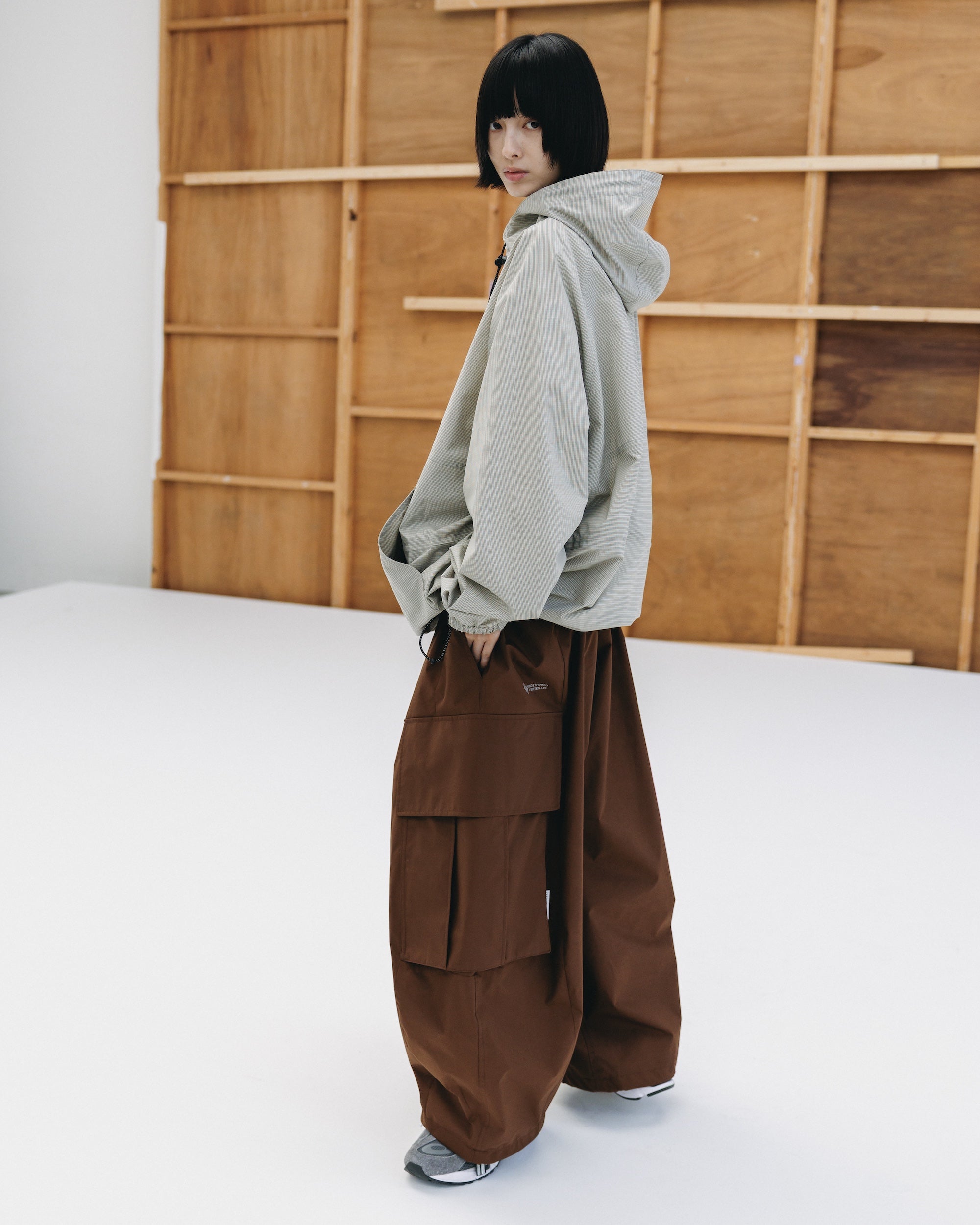 PACKABLE CITY ANORAK PARKA  (BEIGE(MINI GRAPH CHECK))