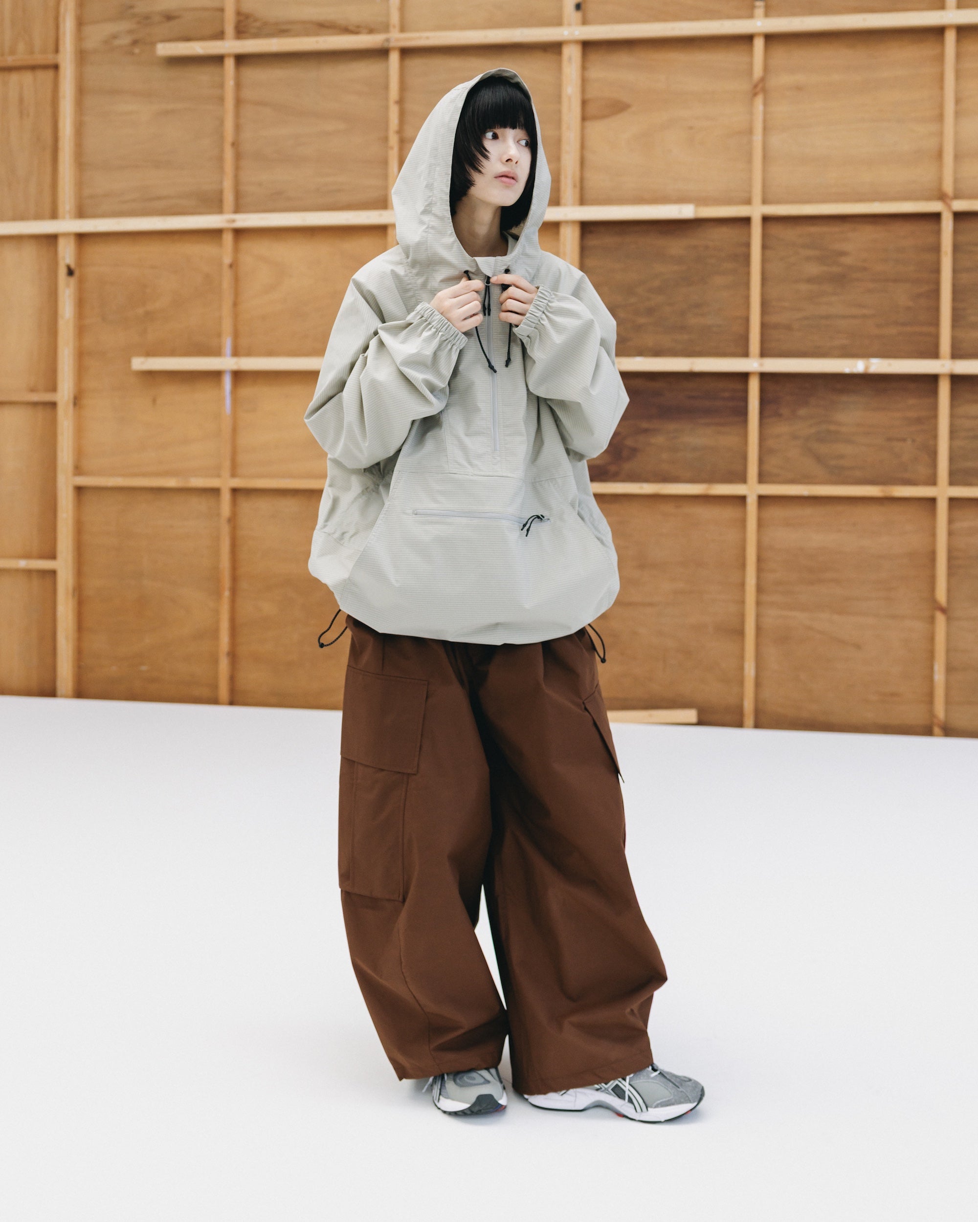 PACKABLE CITY ANORAK PARKA  (BEIGE(MINI GRAPH CHECK))