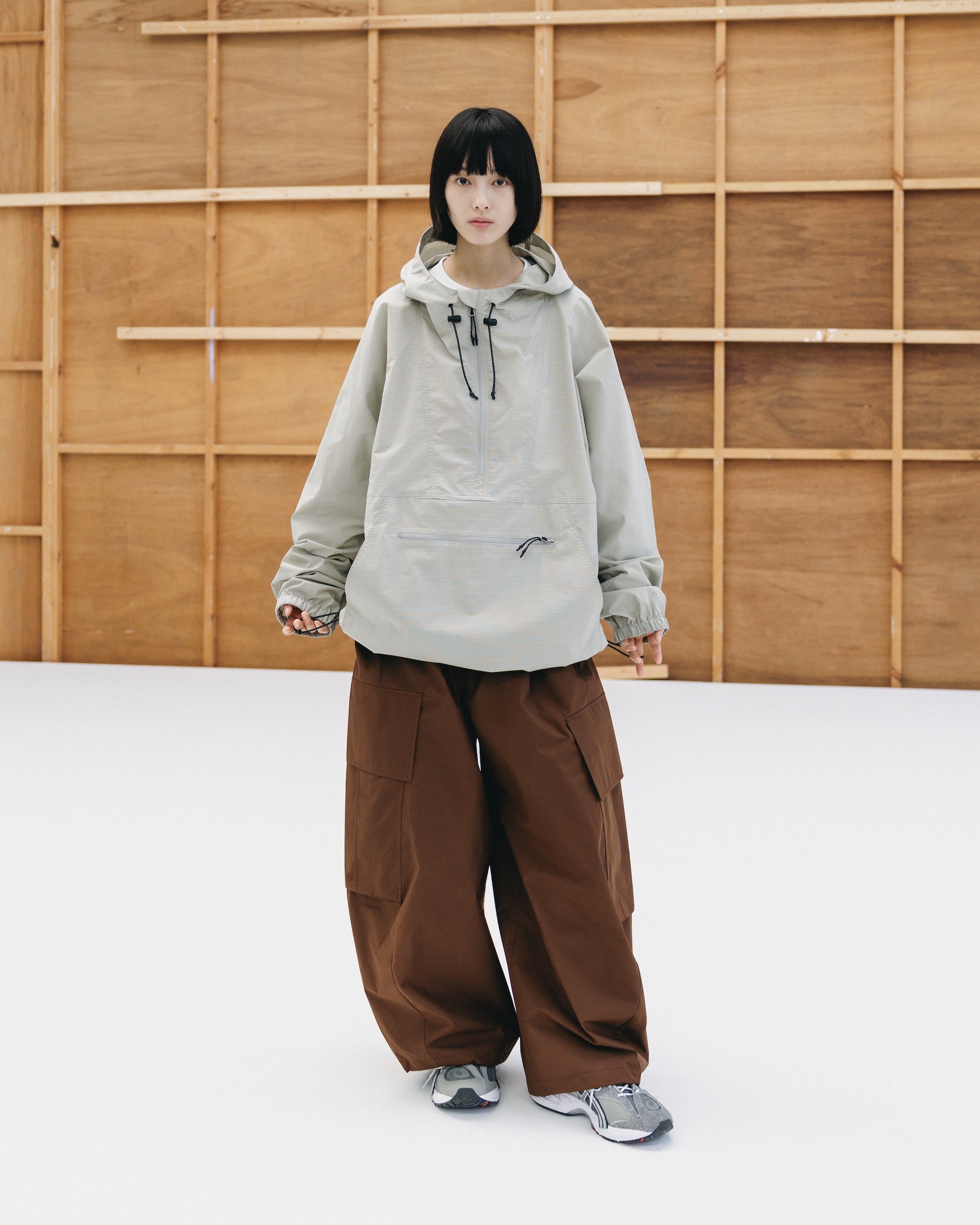 PACKABLE CITY ANORAK PARKA  (BEIGE(MINI GRAPH CHECK))
