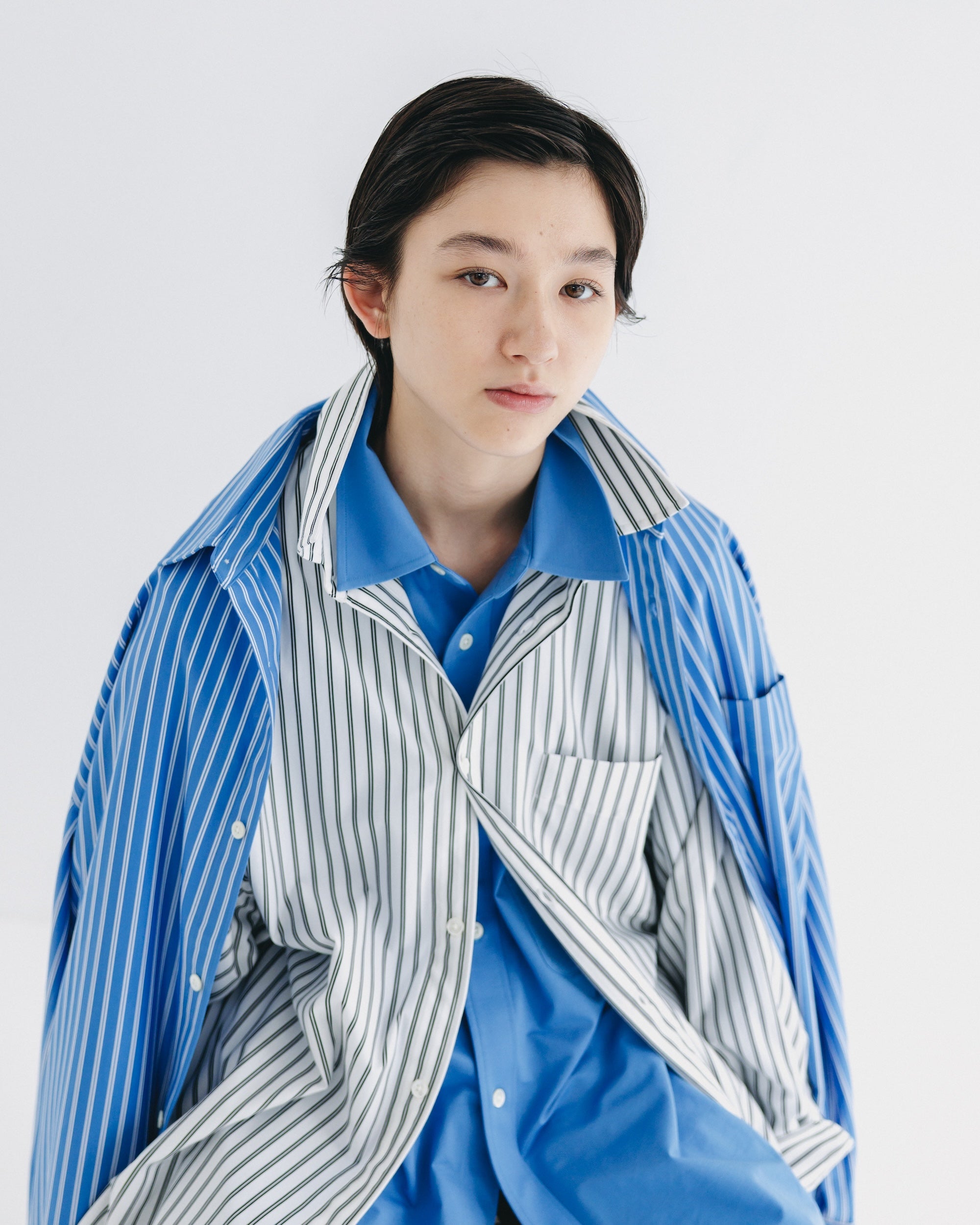 【9.17 WED 20:00- IN STOCK】46G KNIT EVERYDAY L/S SHIRT (SAX BLUE)