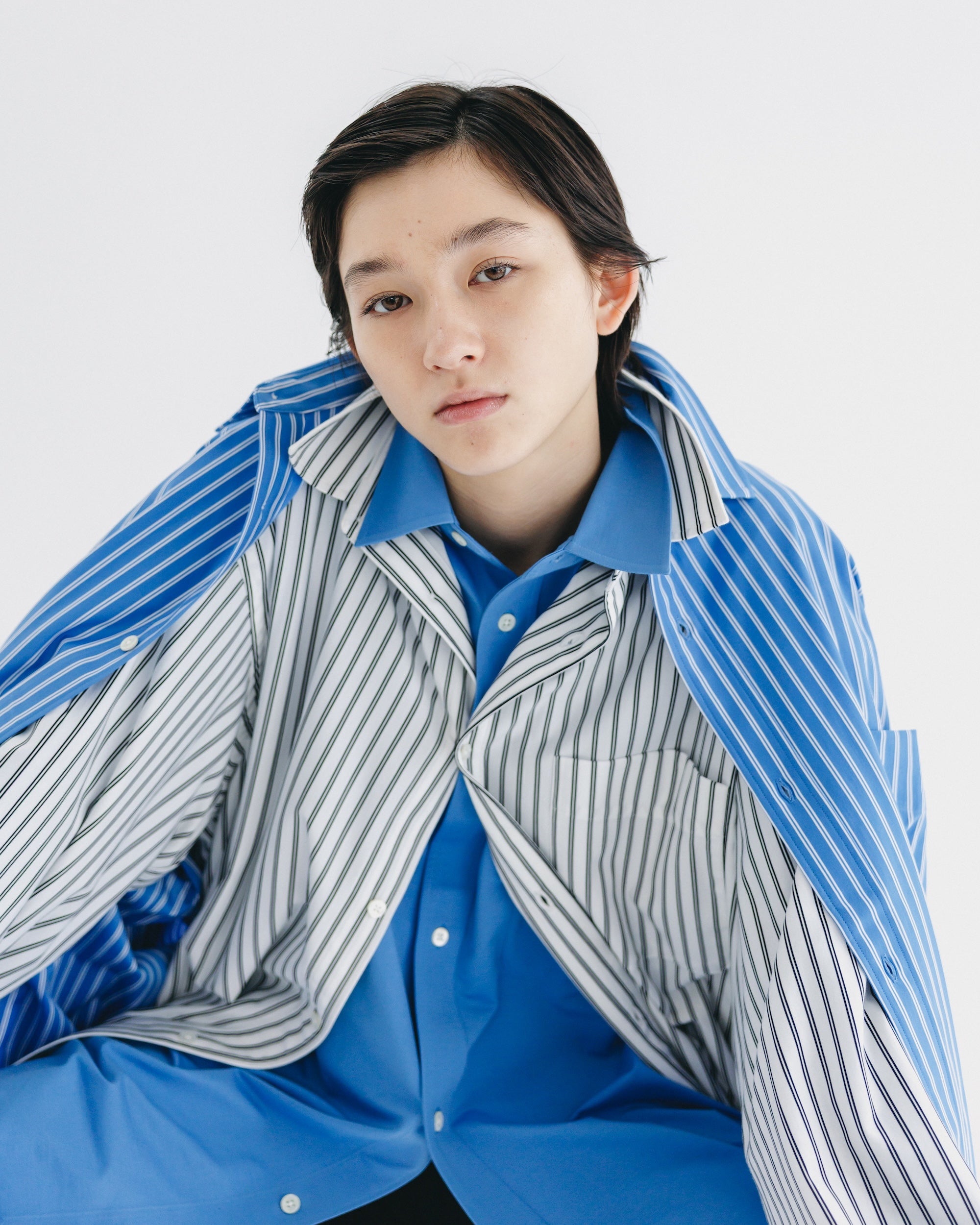 【9.17 WED 20:00- IN STOCK】46G KNIT EVERYDAY L/S SHIRT (SAX BLUE)