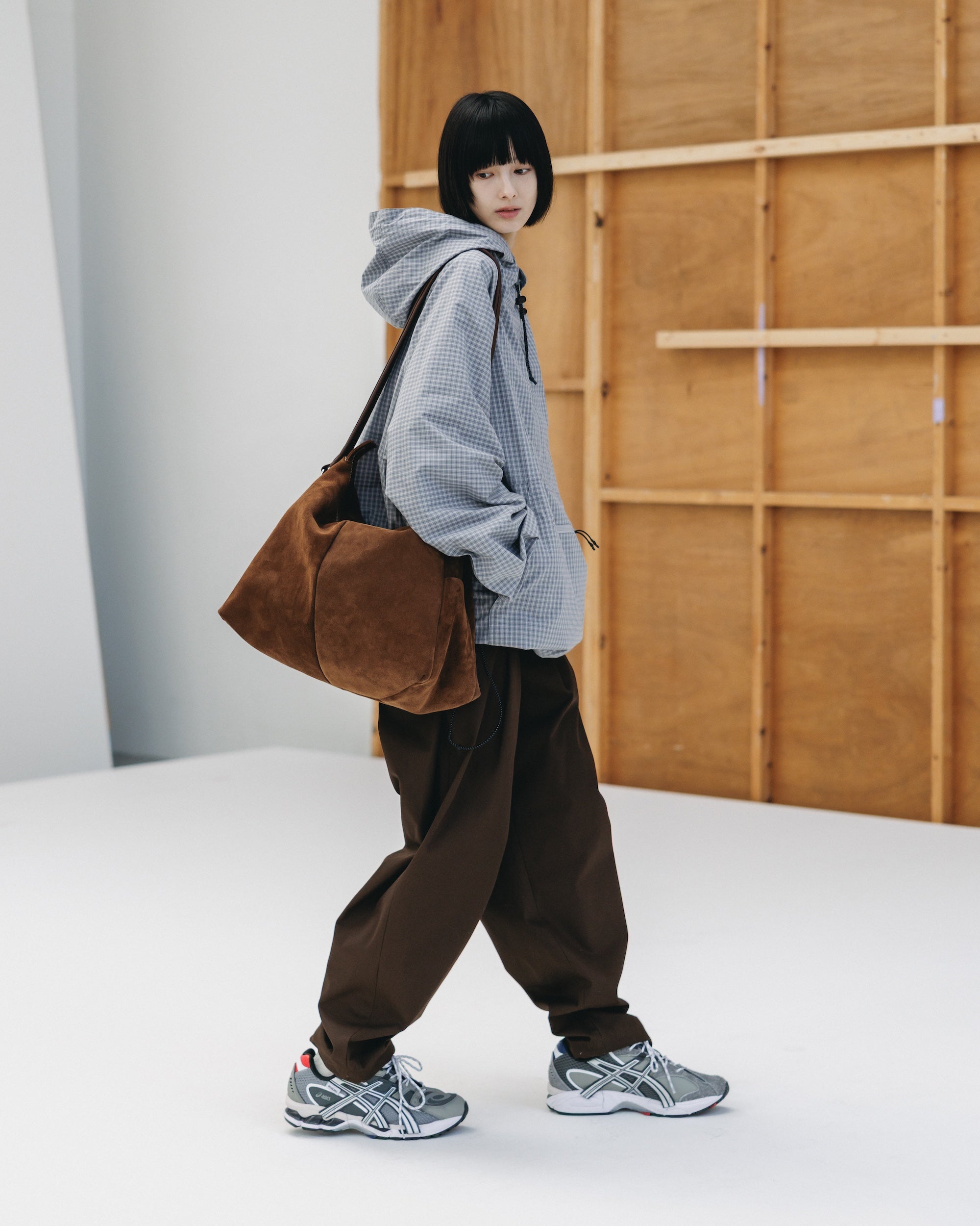 PACKABLE CITY ANORAK PARKA  (GRAY(MINI CHECK))