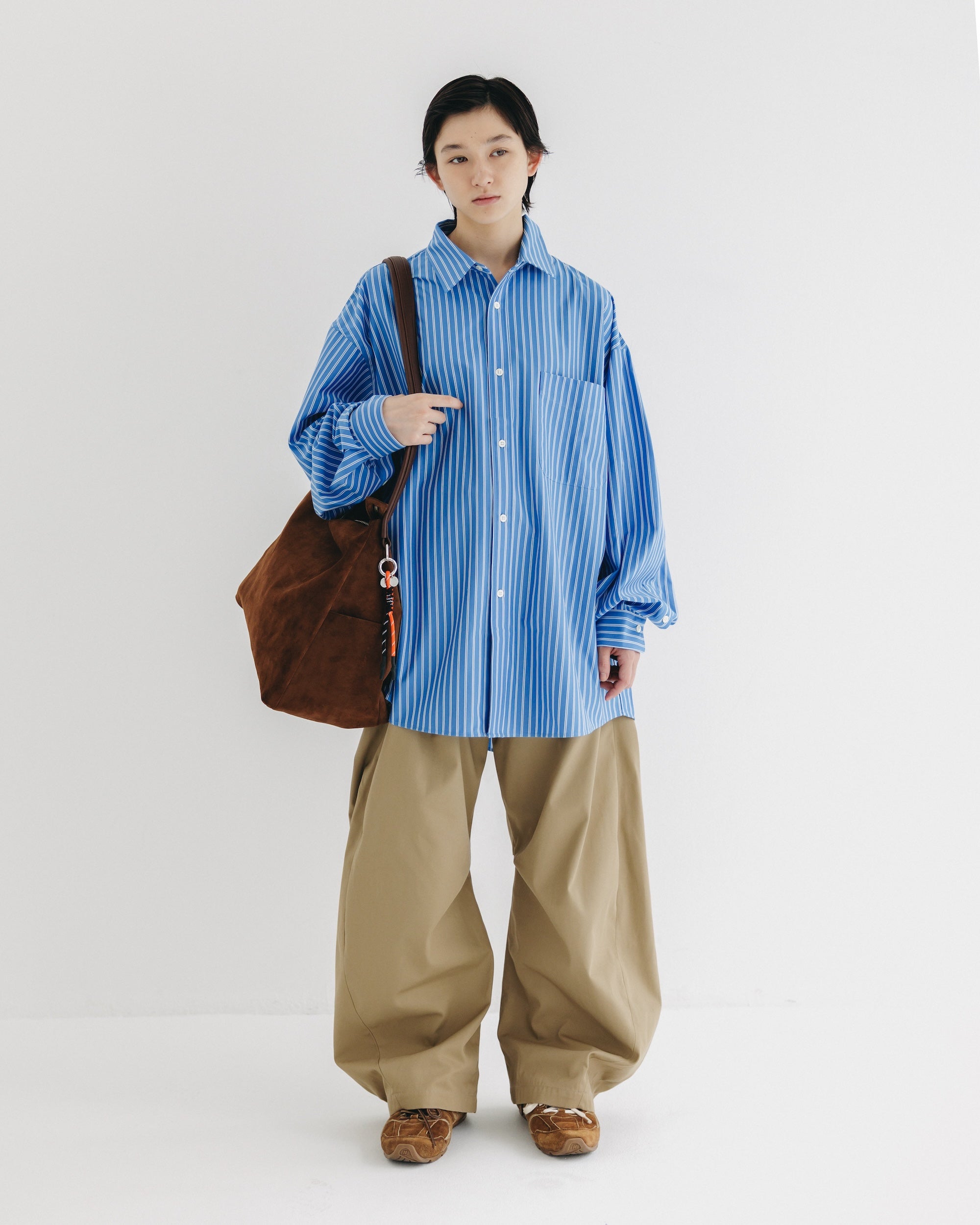 【9.17 WED 20:00- IN STOCK】46G KNIT EVERYDAY L/S SHIRT (SAX BLUE STRIPE)