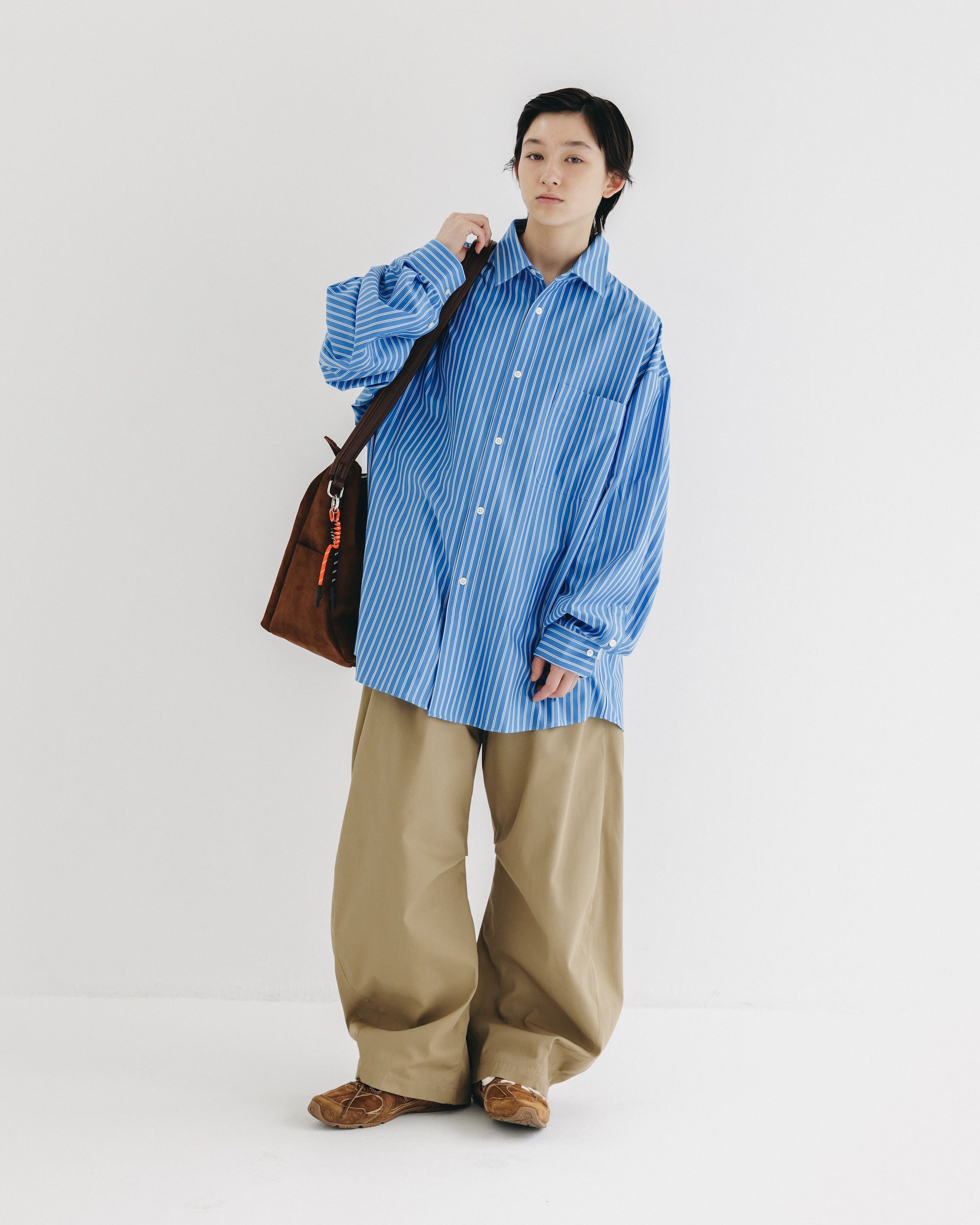 【9.17 WED 20:00- IN STOCK】46G KNIT EVERYDAY L/S SHIRT (SAX BLUE STRIPE)