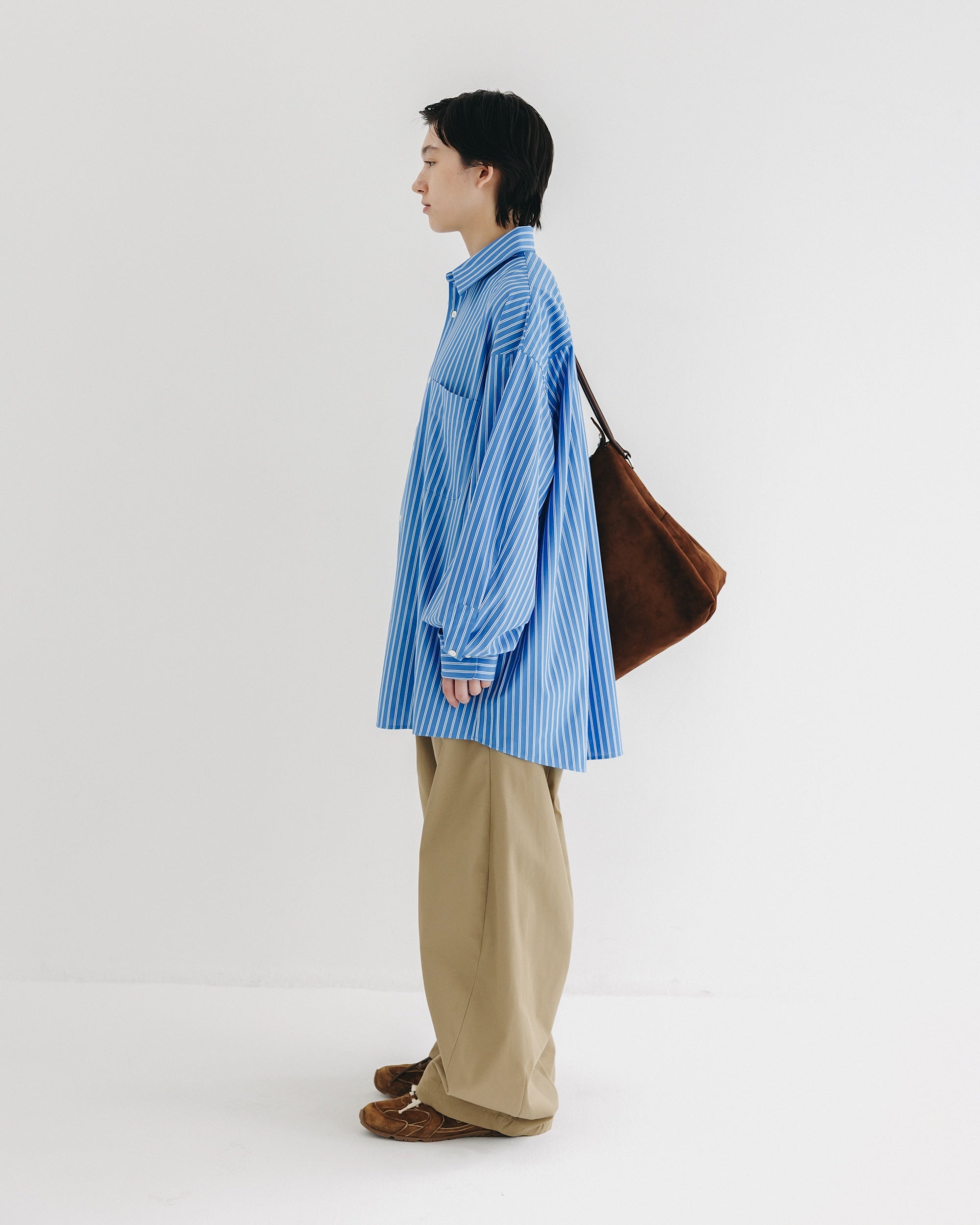 【9.17 WED 20:00- IN STOCK】46G KNIT EVERYDAY L/S SHIRT (SAX BLUE STRIPE)