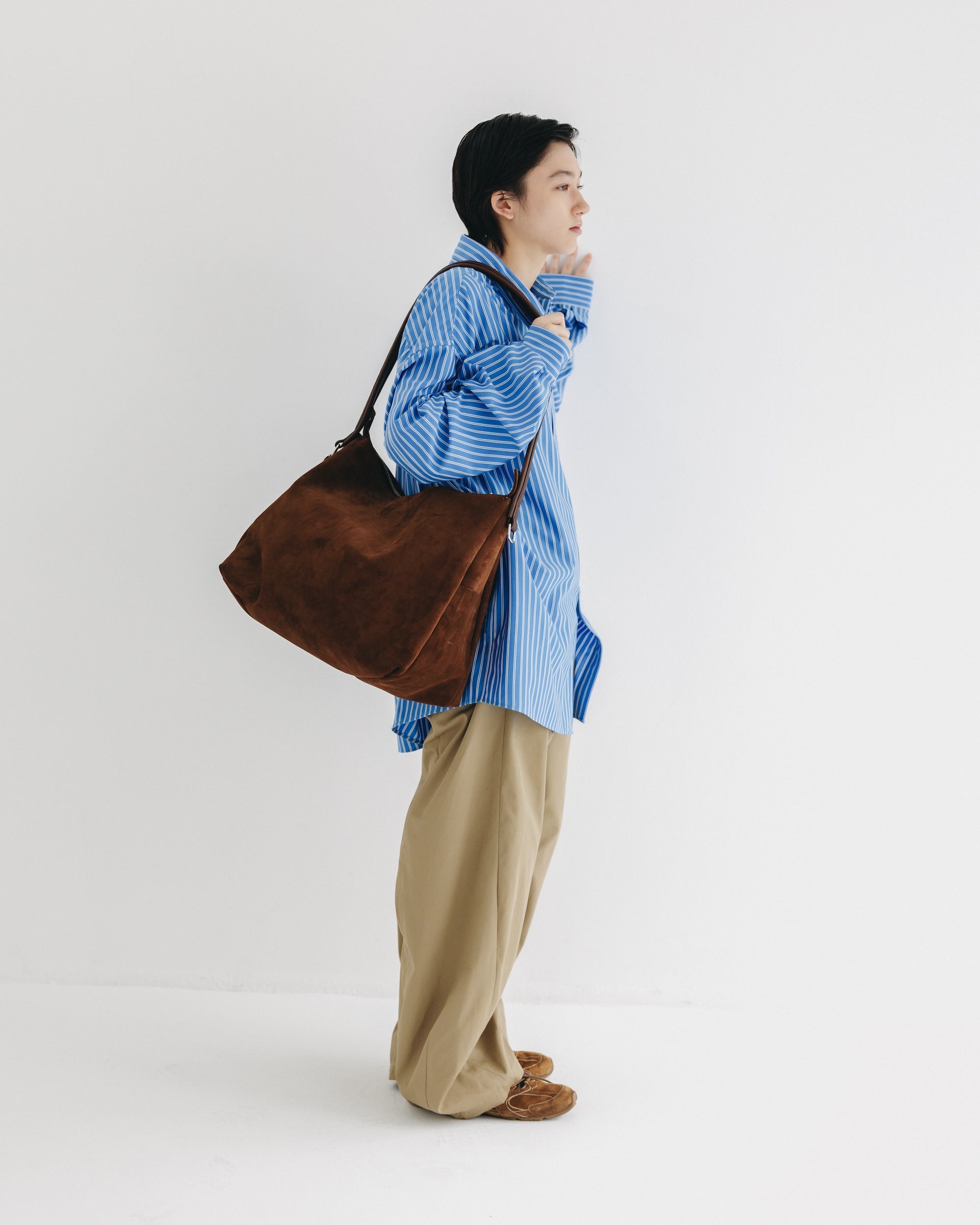 【9.17 WED 20:00- IN STOCK】46G KNIT EVERYDAY L/S SHIRT (SAX BLUE STRIPE)