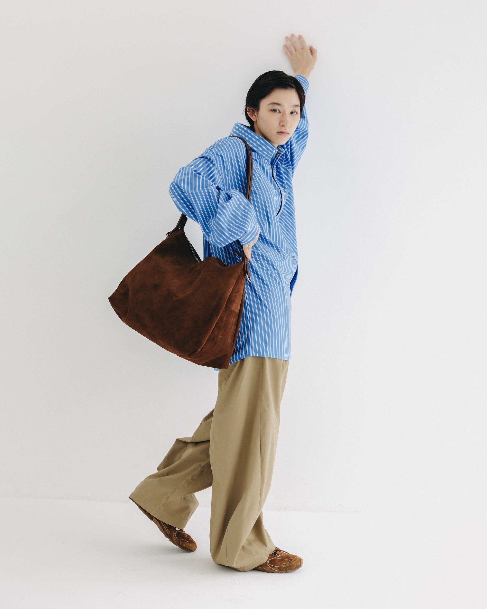 【9.17 WED 20:00- IN STOCK】46G KNIT EVERYDAY L/S SHIRT (SAX BLUE STRIPE)