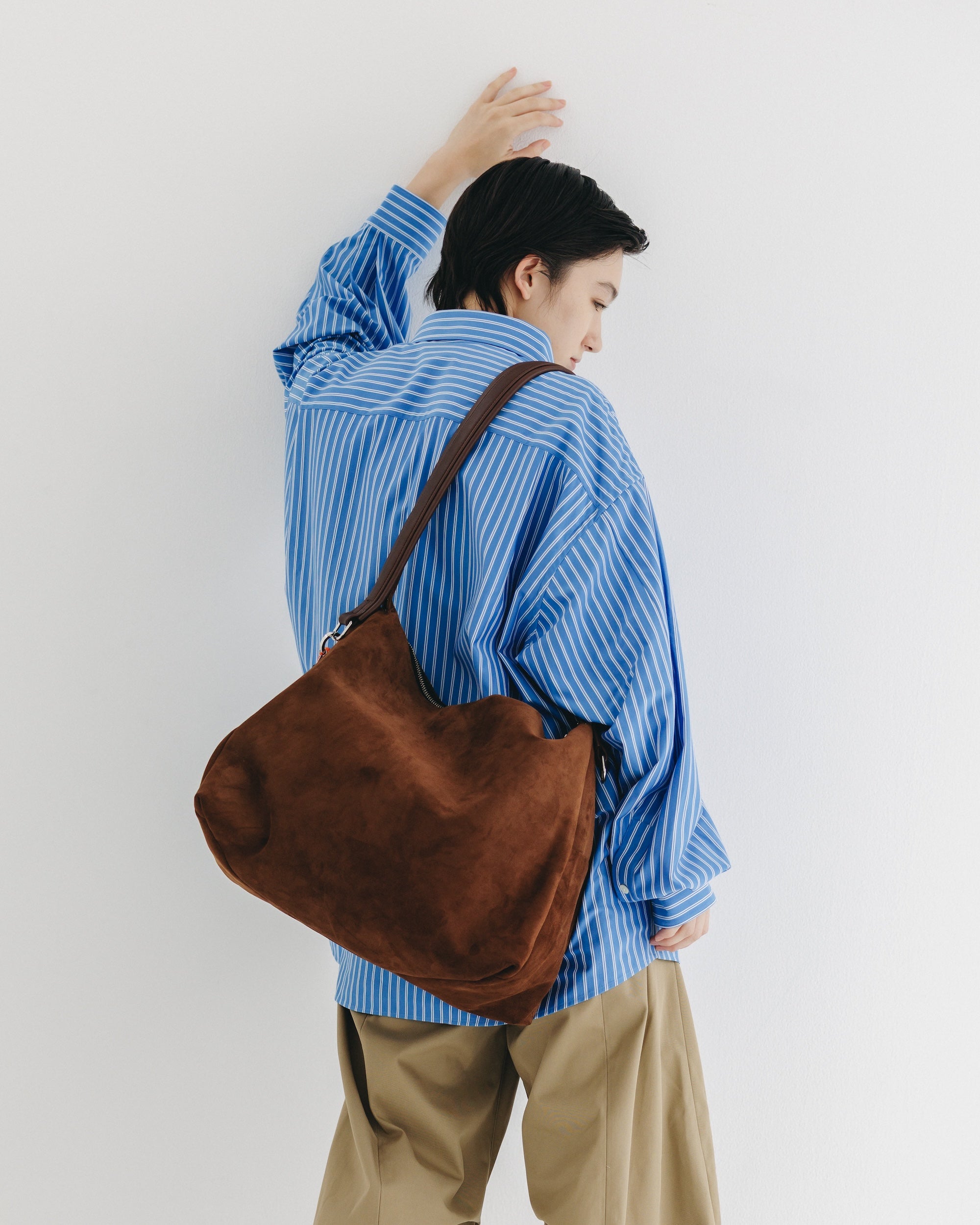 【9.17 WED 20:00- IN STOCK】46G KNIT EVERYDAY L/S SHIRT (SAX BLUE STRIPE)