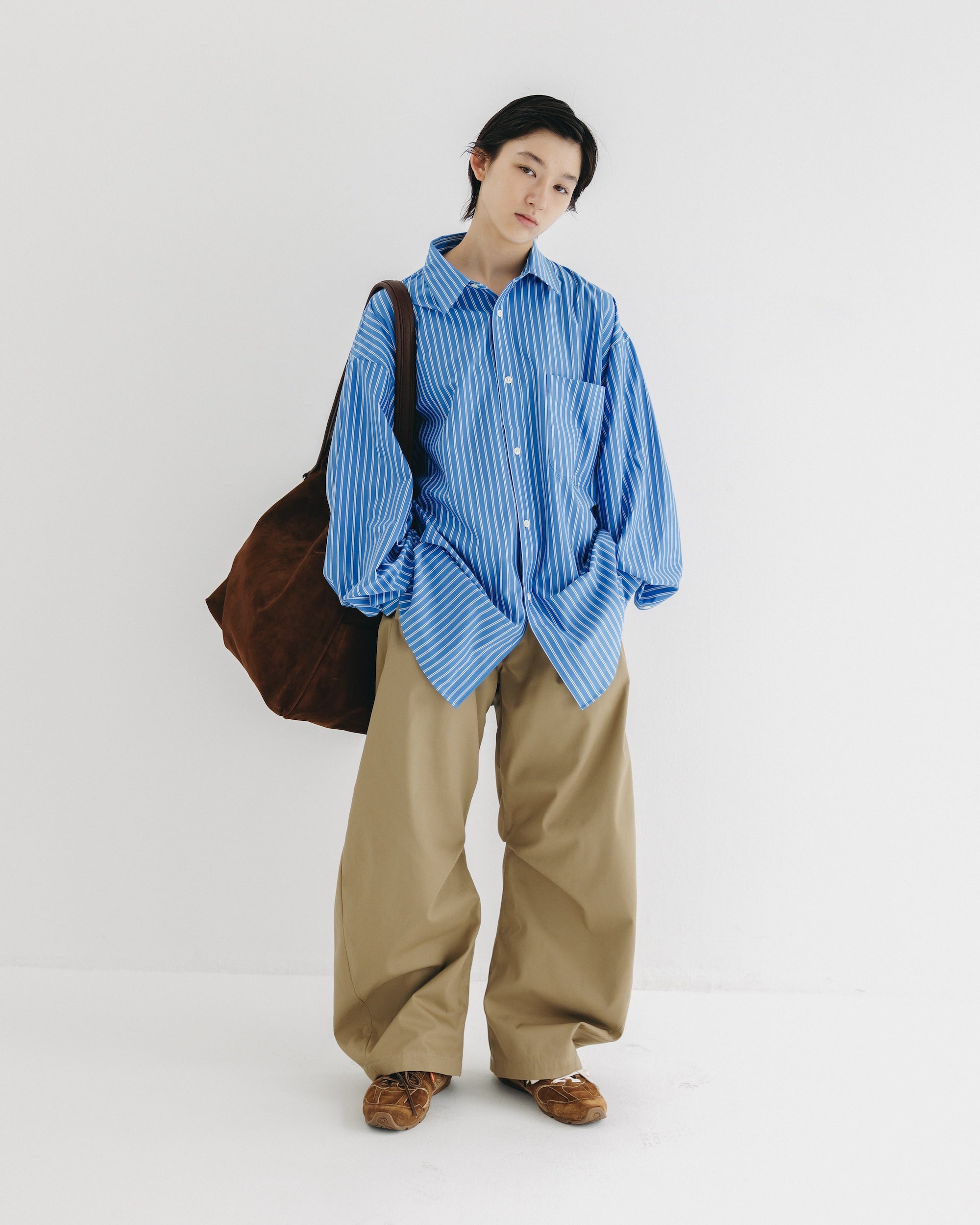 【9.17 WED 20:00- IN STOCK】46G KNIT EVERYDAY L/S SHIRT (SAX BLUE STRIPE)