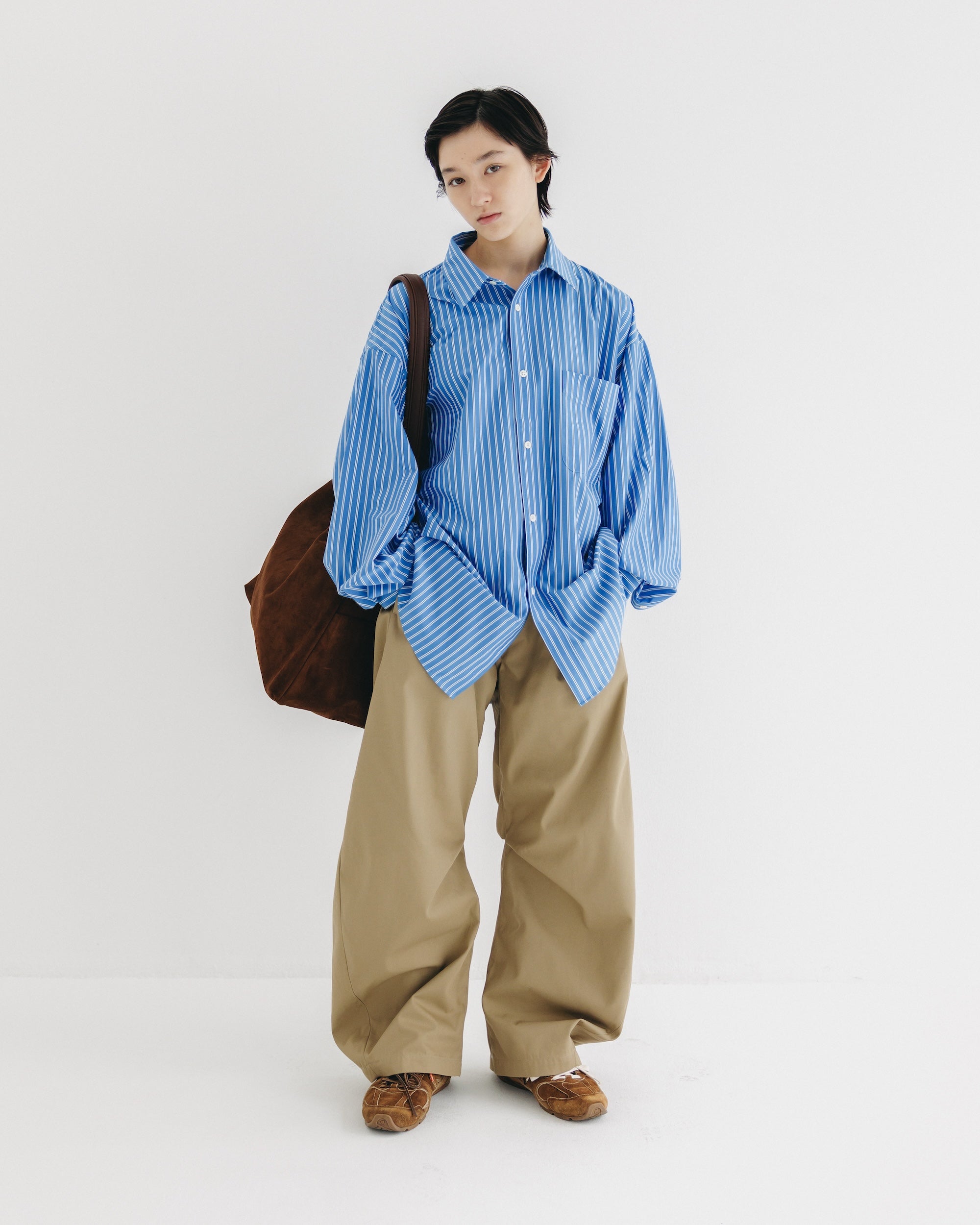 【9.17 WED 20:00- IN STOCK】46G KNIT EVERYDAY L/S SHIRT (SAX BLUE STRIPE)