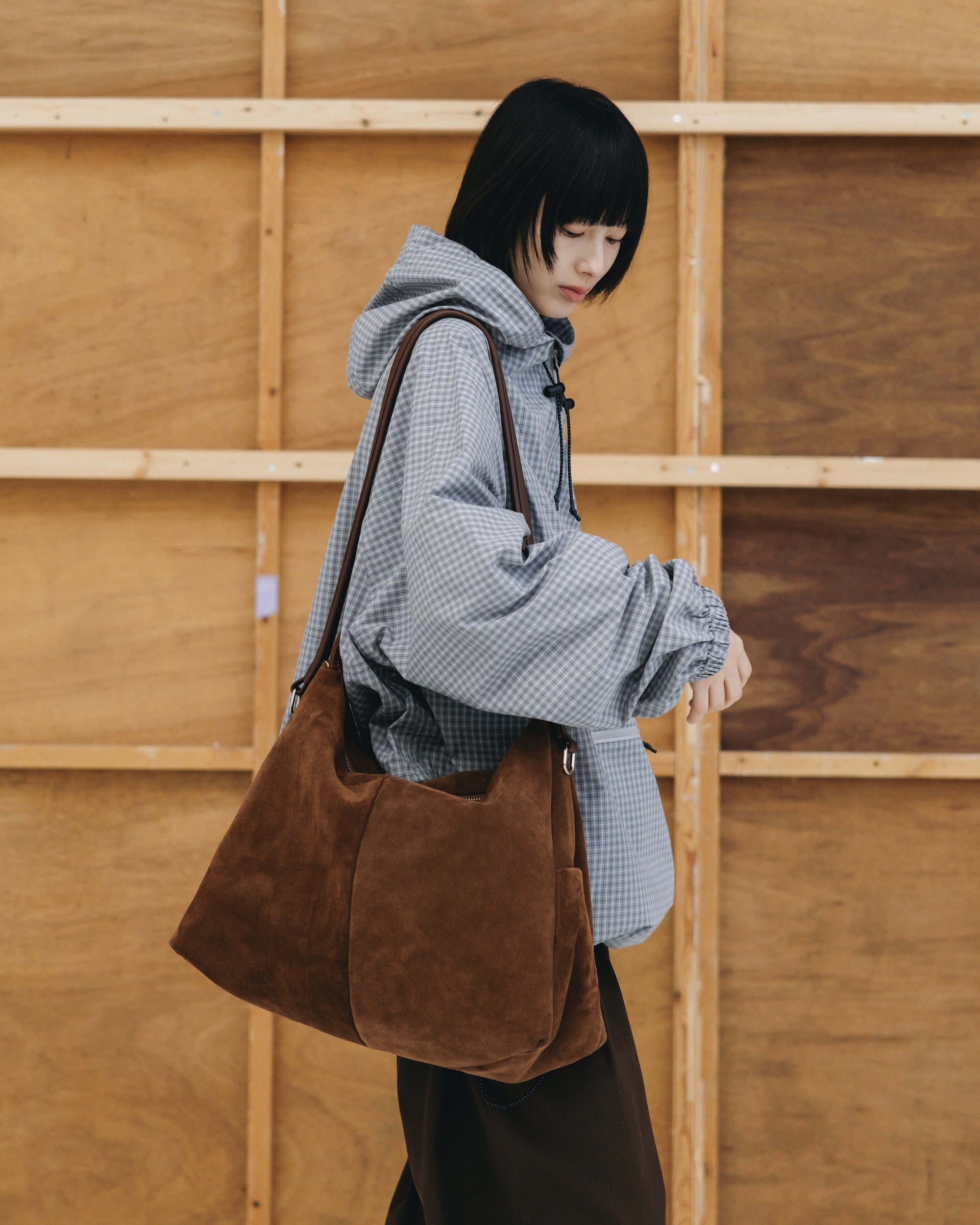 PACKABLE CITY ANORAK PARKA  (GRAY(MINI CHECK))