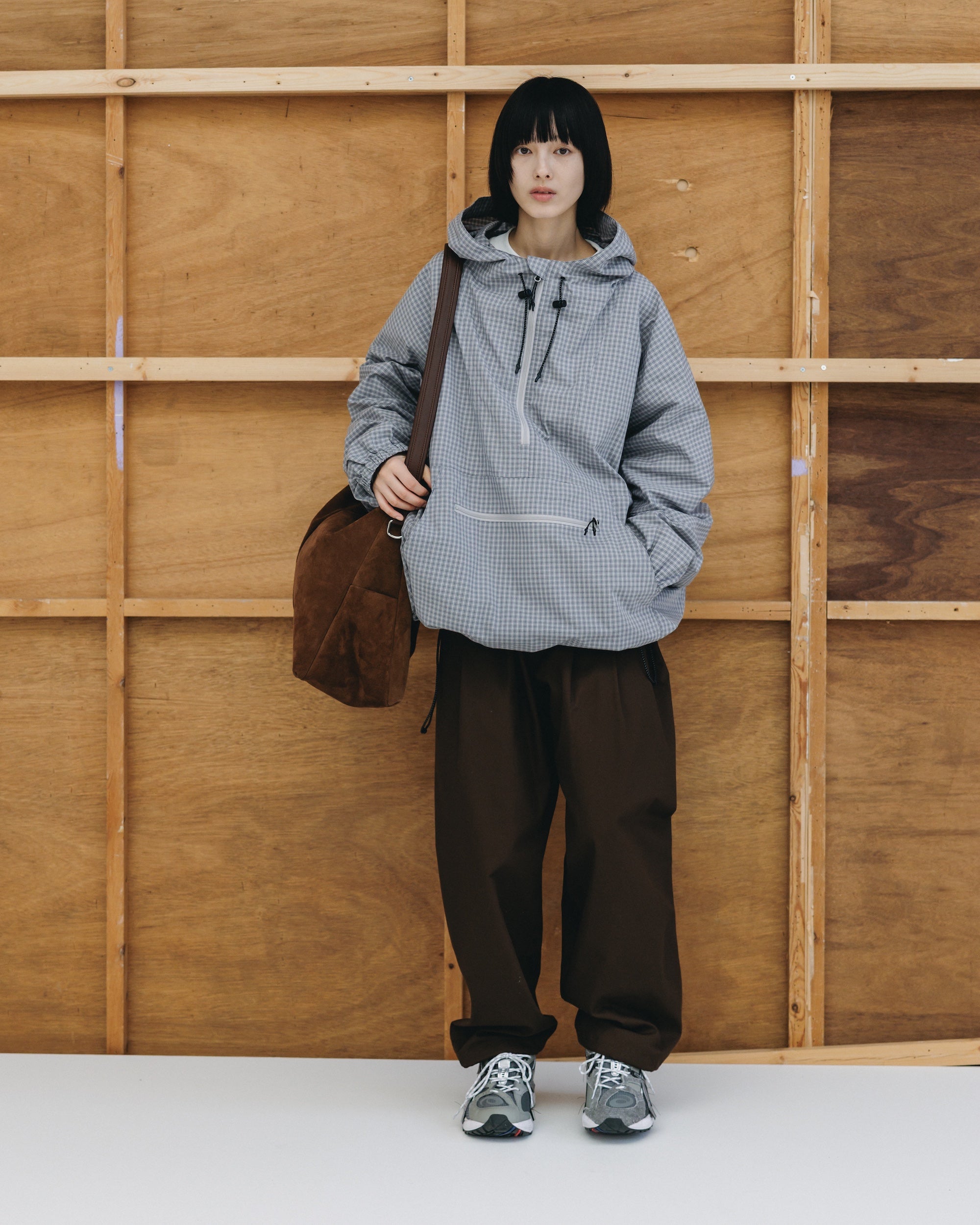 PACKABLE CITY ANORAK PARKA  (GRAY(MINI CHECK))