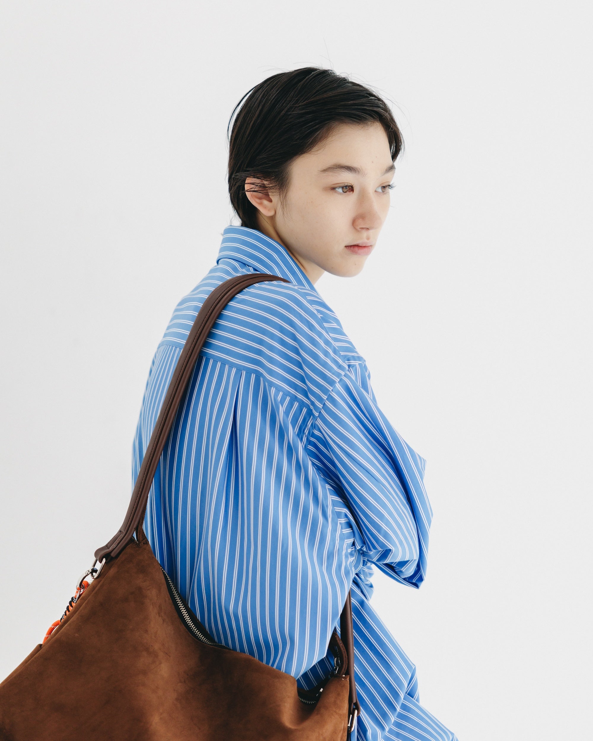 【9.17 WED 20:00- IN STOCK】46G KNIT EVERYDAY L/S SHIRT (SAX BLUE STRIPE)