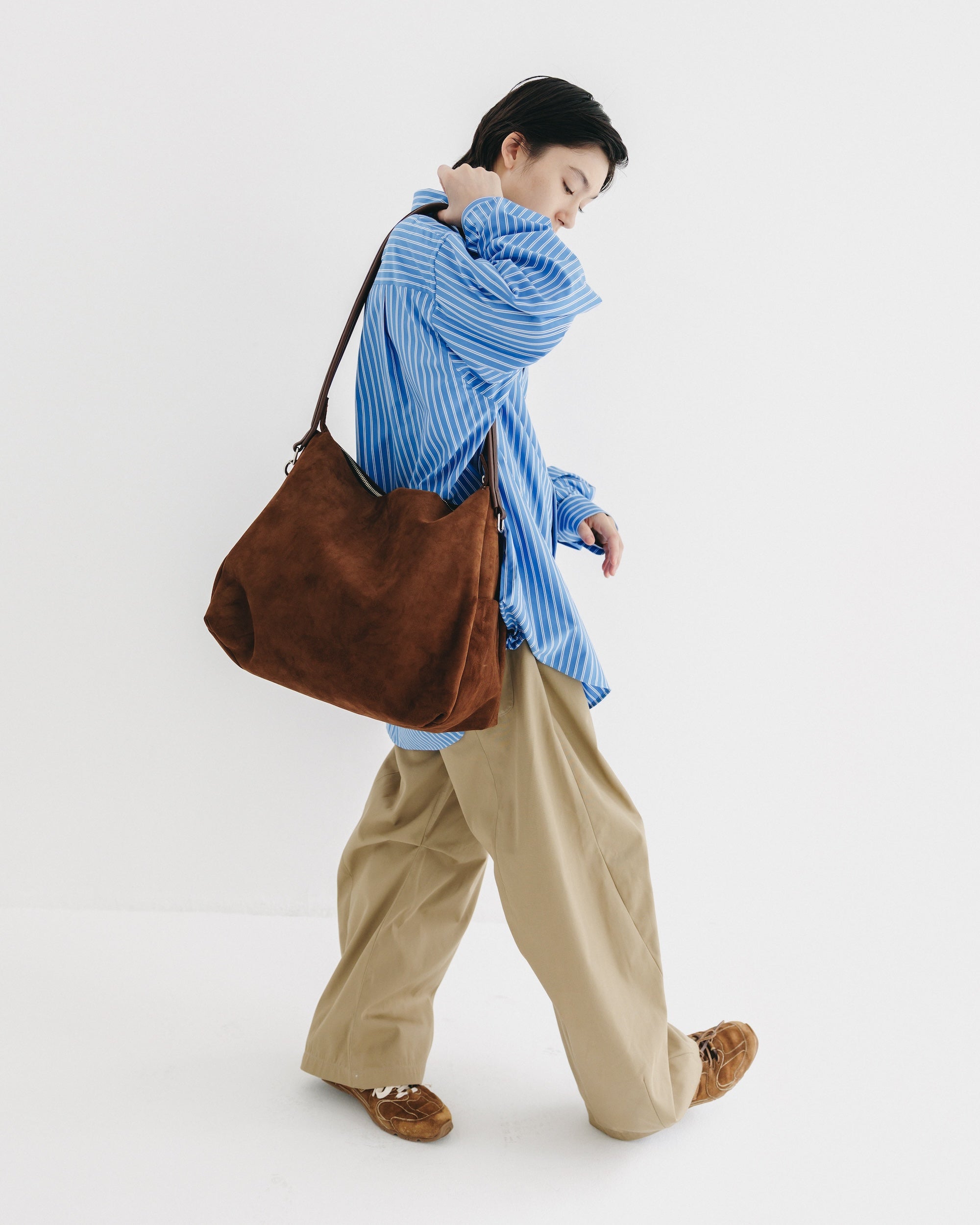 【9.17 WED 20:00- IN STOCK】46G KNIT EVERYDAY L/S SHIRT (SAX BLUE STRIPE)
