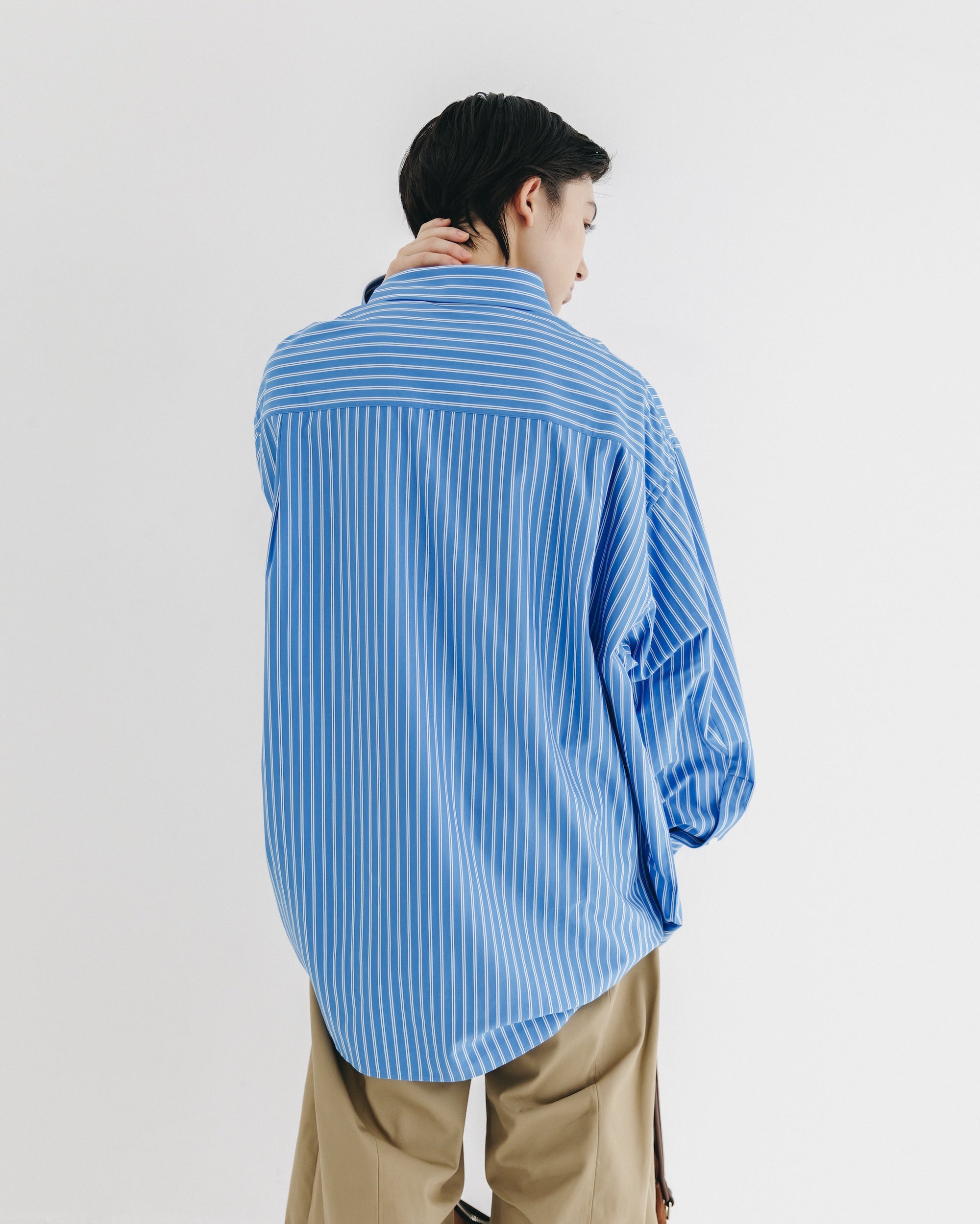 【9.17 WED 20:00- IN STOCK】46G KNIT EVERYDAY L/S SHIRT (SAX BLUE STRIPE)