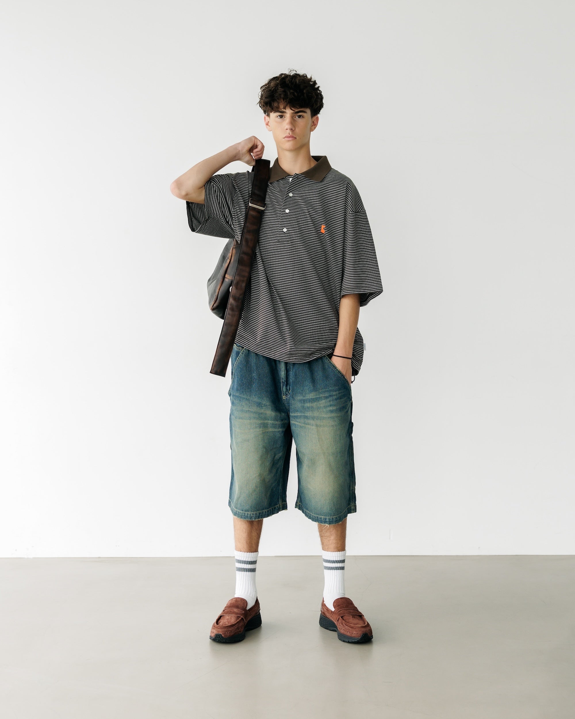VINTAGE DYED SELVEDGE DENIM WORKER HALF PANTS (VINTAGE INDIGO)