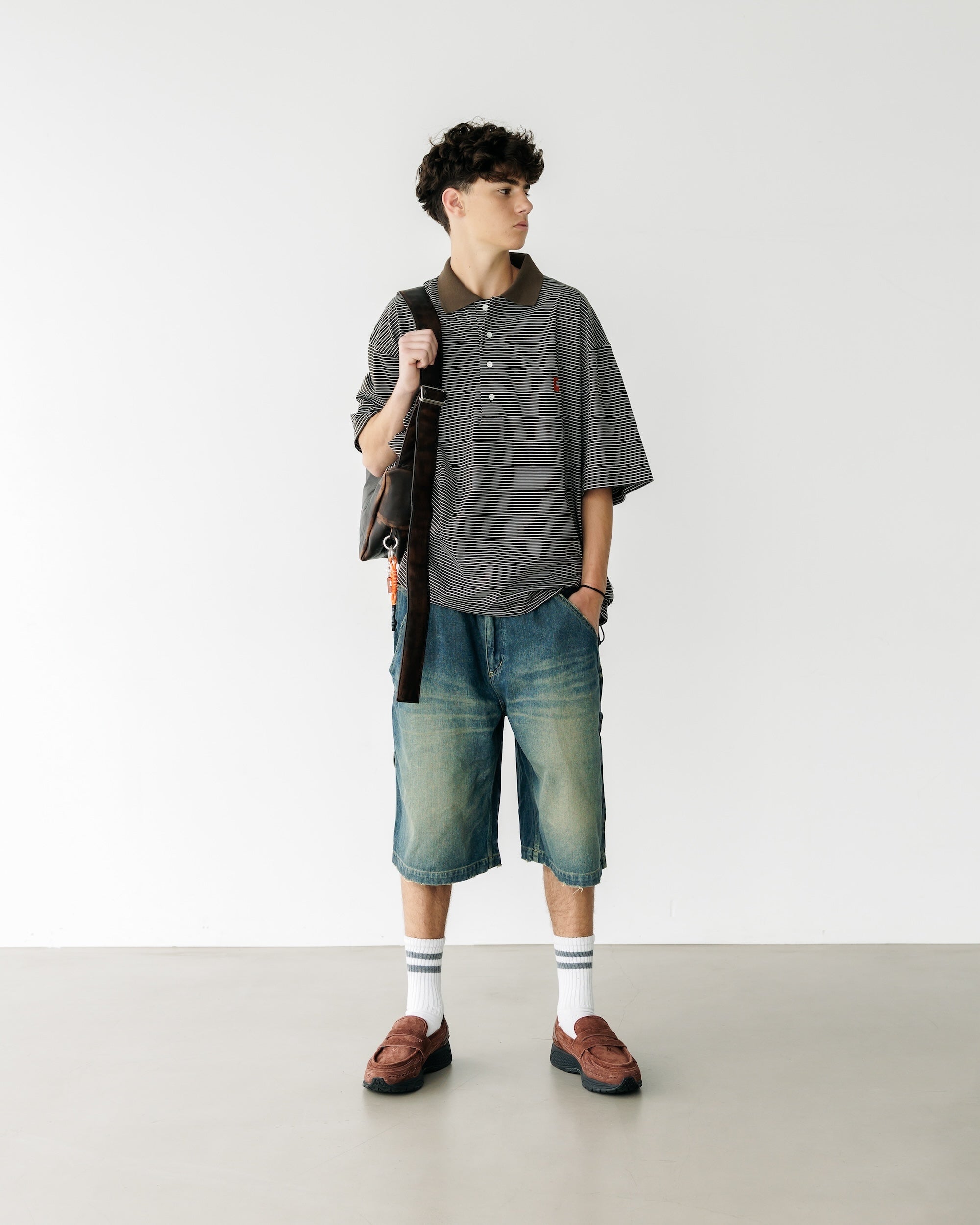 VINTAGE DYED SELVEDGE DENIM WORKER HALF PANTS (VINTAGE INDIGO)