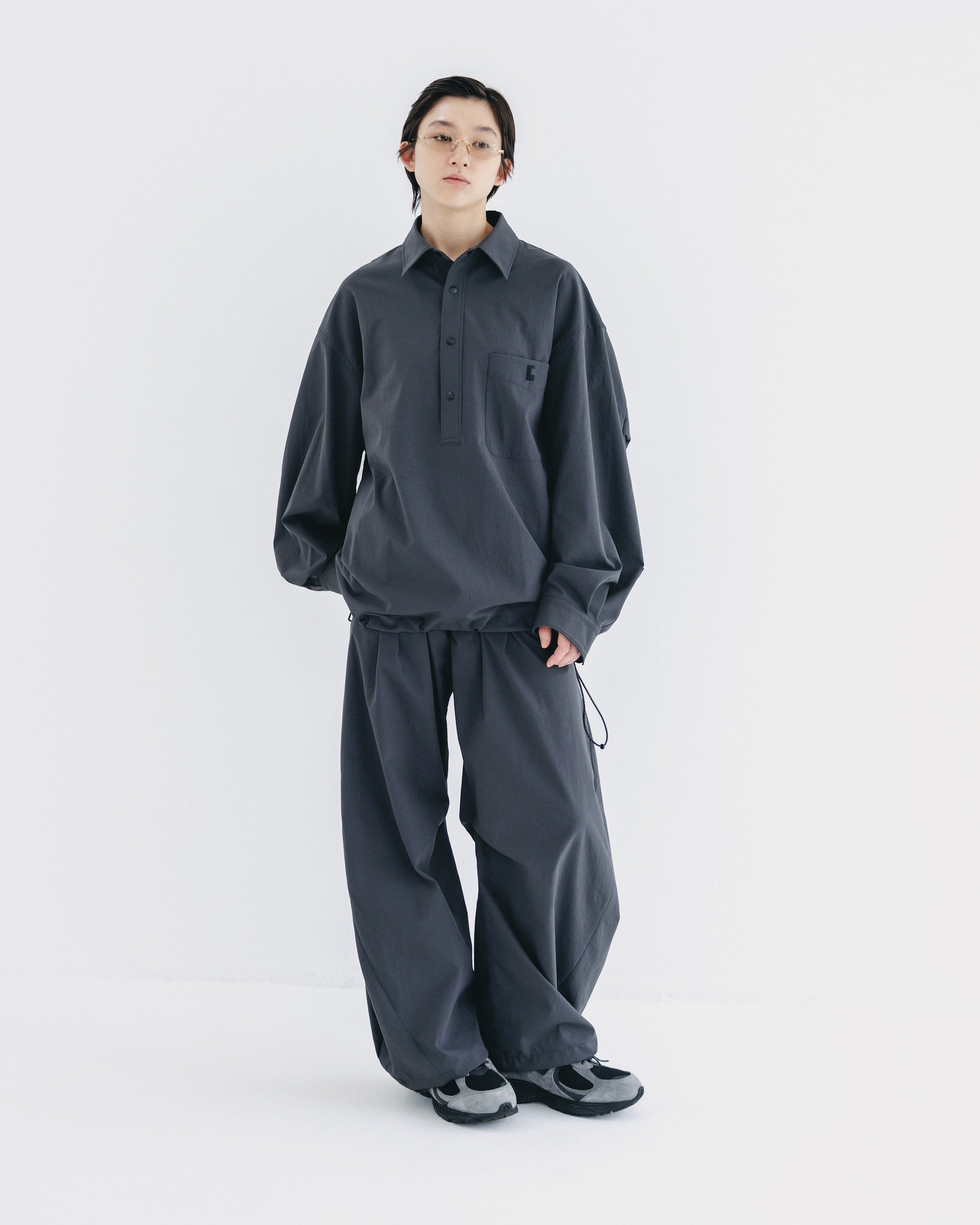 【9.20 SAT 20:00- IN STOCK】CITY UNIFORM BARREL LEG EASY PANTS (GRAY)
