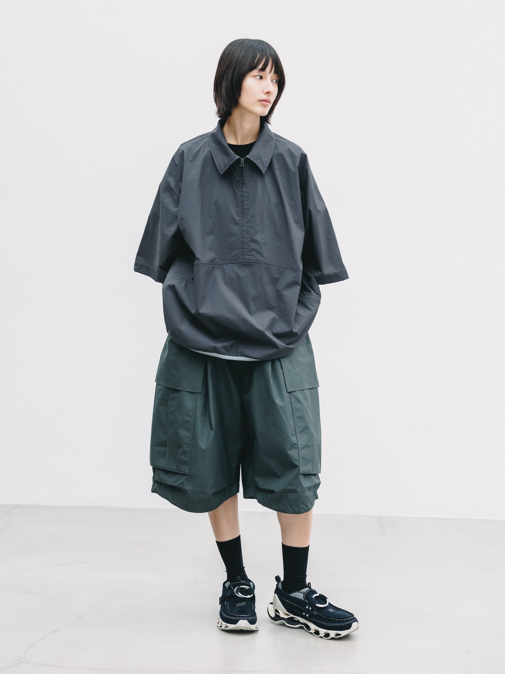 【6.20 SAT 20:00- IN STOCK】HALF ZIP TRAIL S/S SHIRT (BLACK)