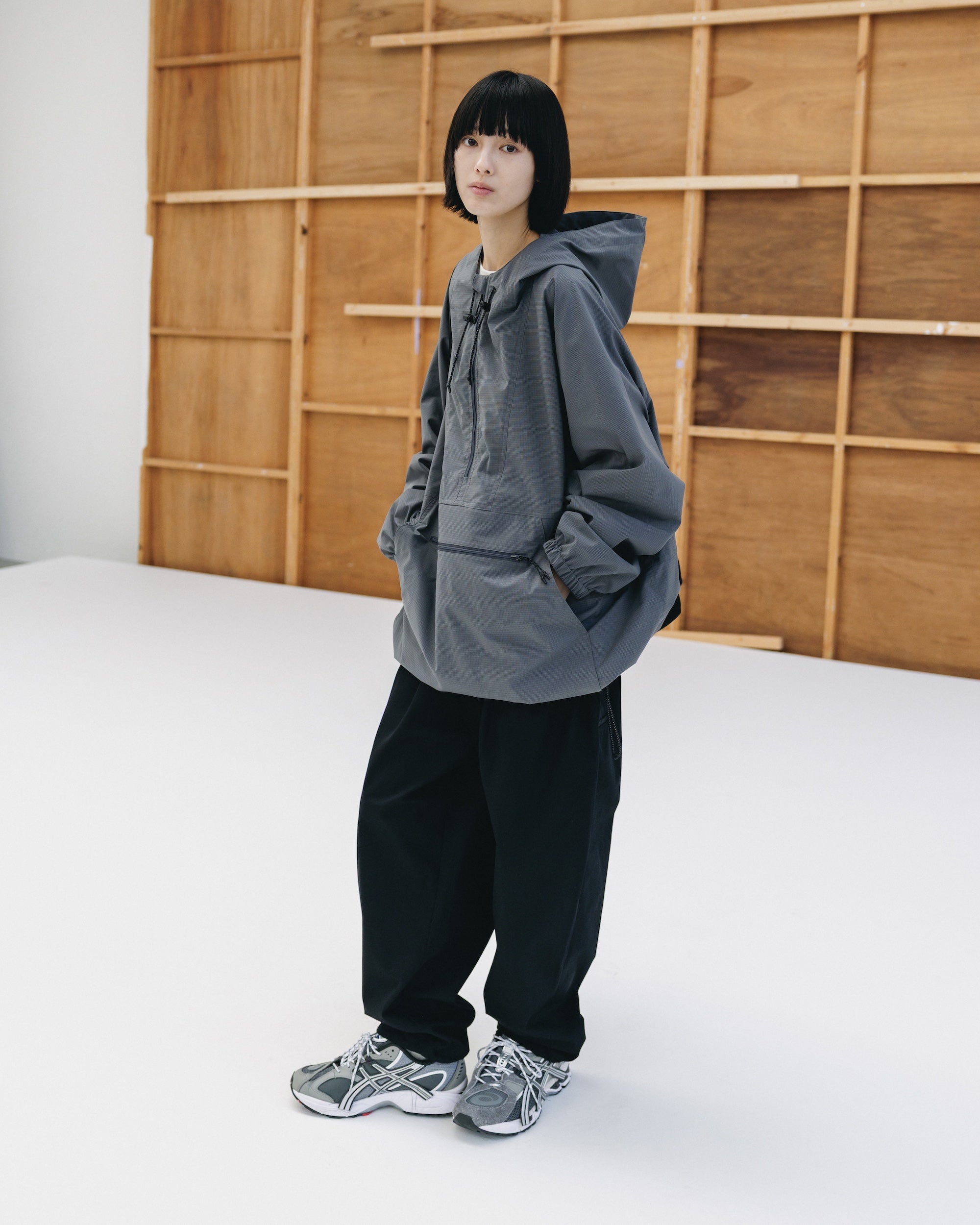 PACKABLE CITY ANORAK PARKA  (GRAY(MINI GRAPH CHECK))