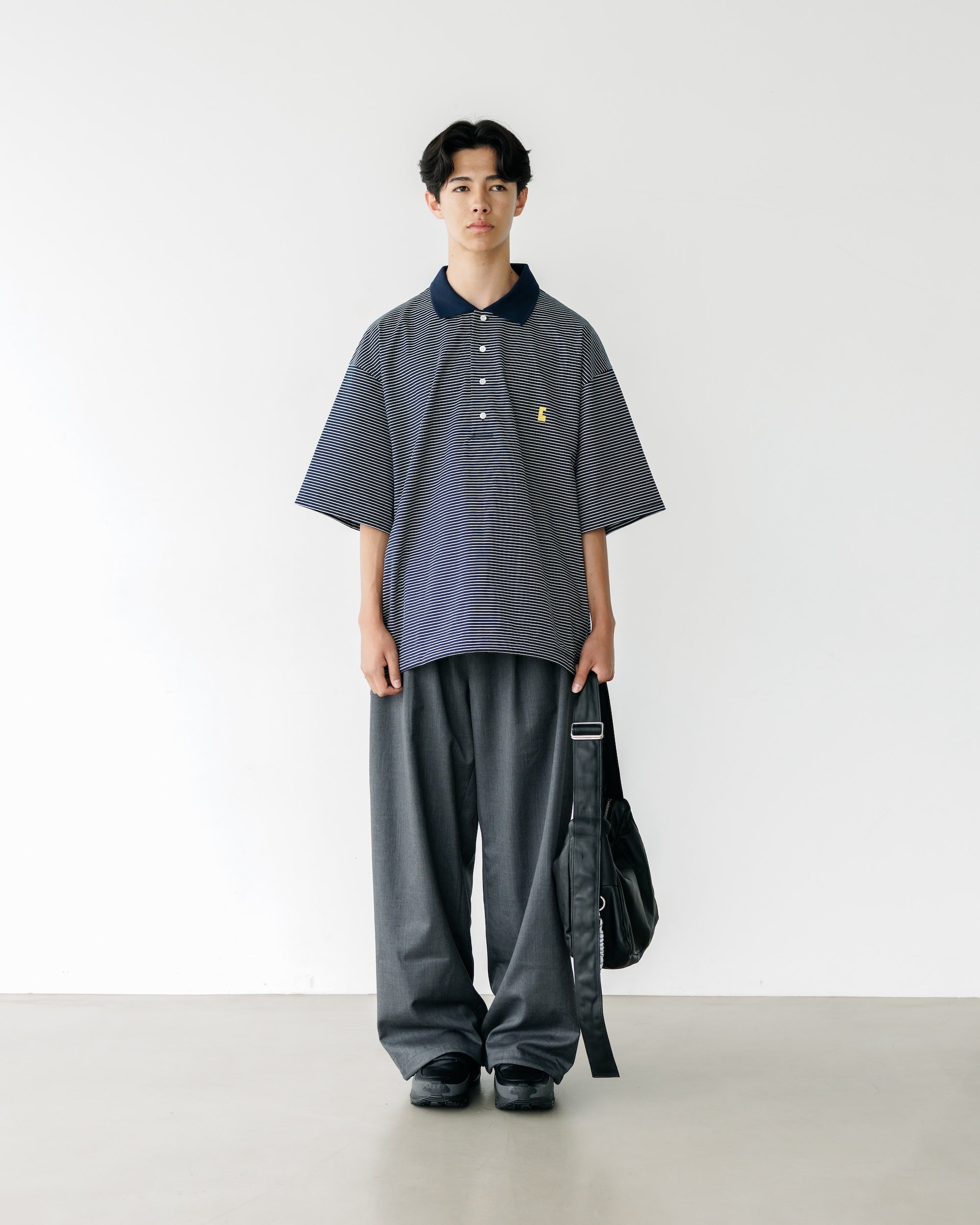 WOOL GABARDINE CITY UNIFORM WIDE STRAIGHT PANTS (GRAY)