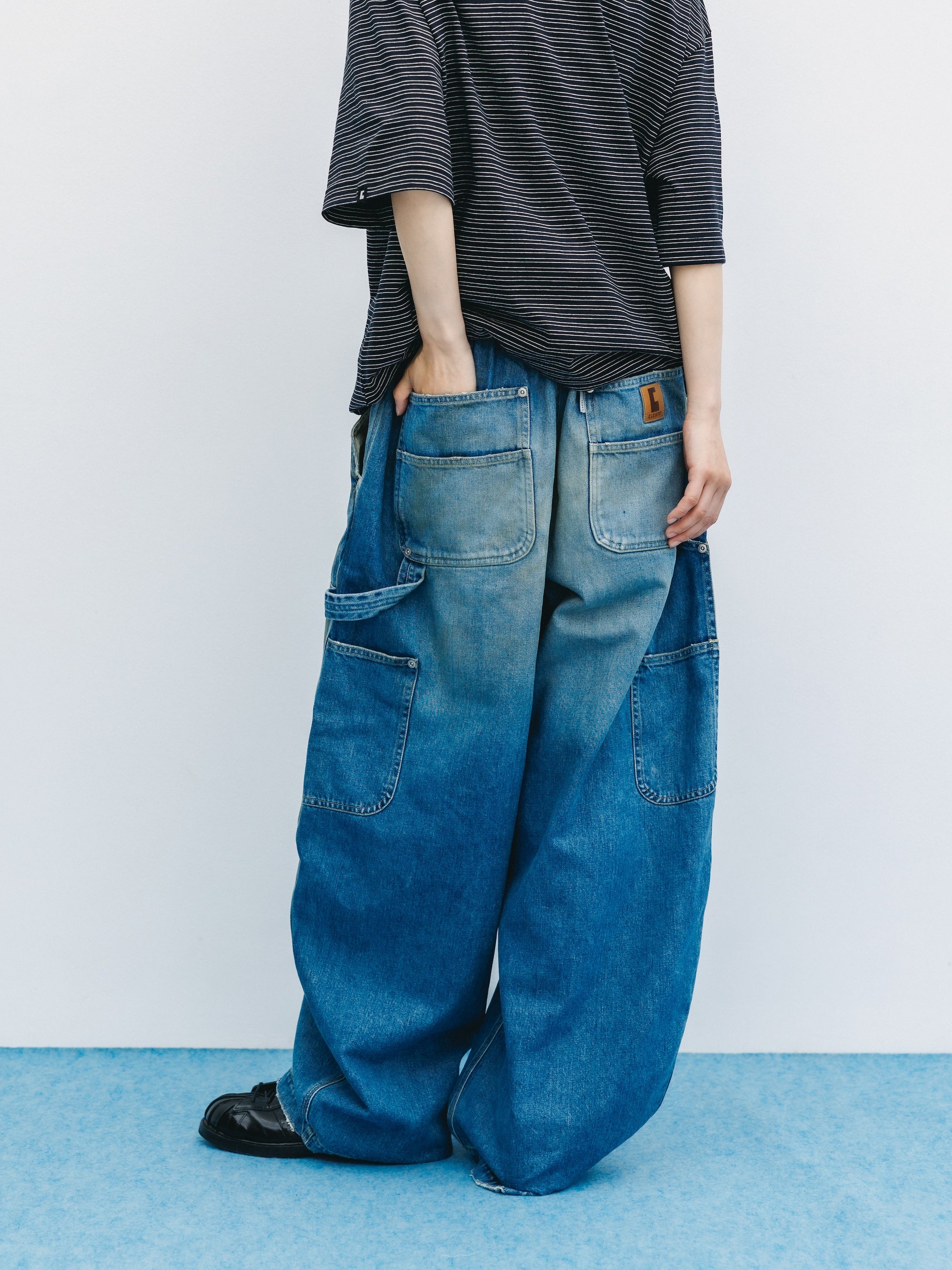 5.13 WED 20:00- IN STOCK】VINTAGE DYED SELVEDGE DENIM DOUBLE KNEE CURV
