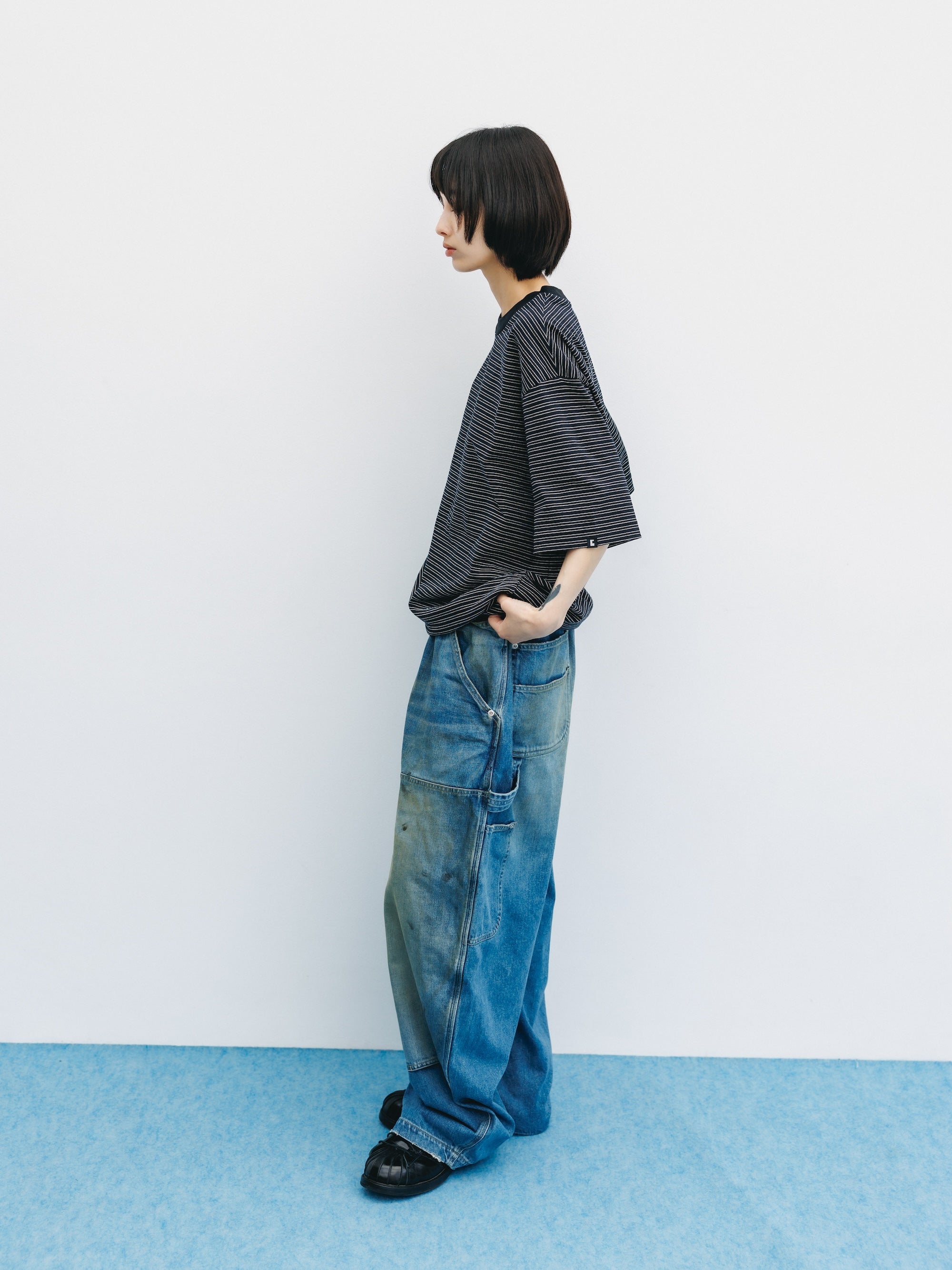 5.13 WED 20:00- IN STOCK】VINTAGE DYED SELVEDGE DENIM DOUBLE KNEE CURV 5.13 WED 20:00- IN STOCK】VINTAGE DYED SELVEDGE DENIM DOUBLE KNEE CURV