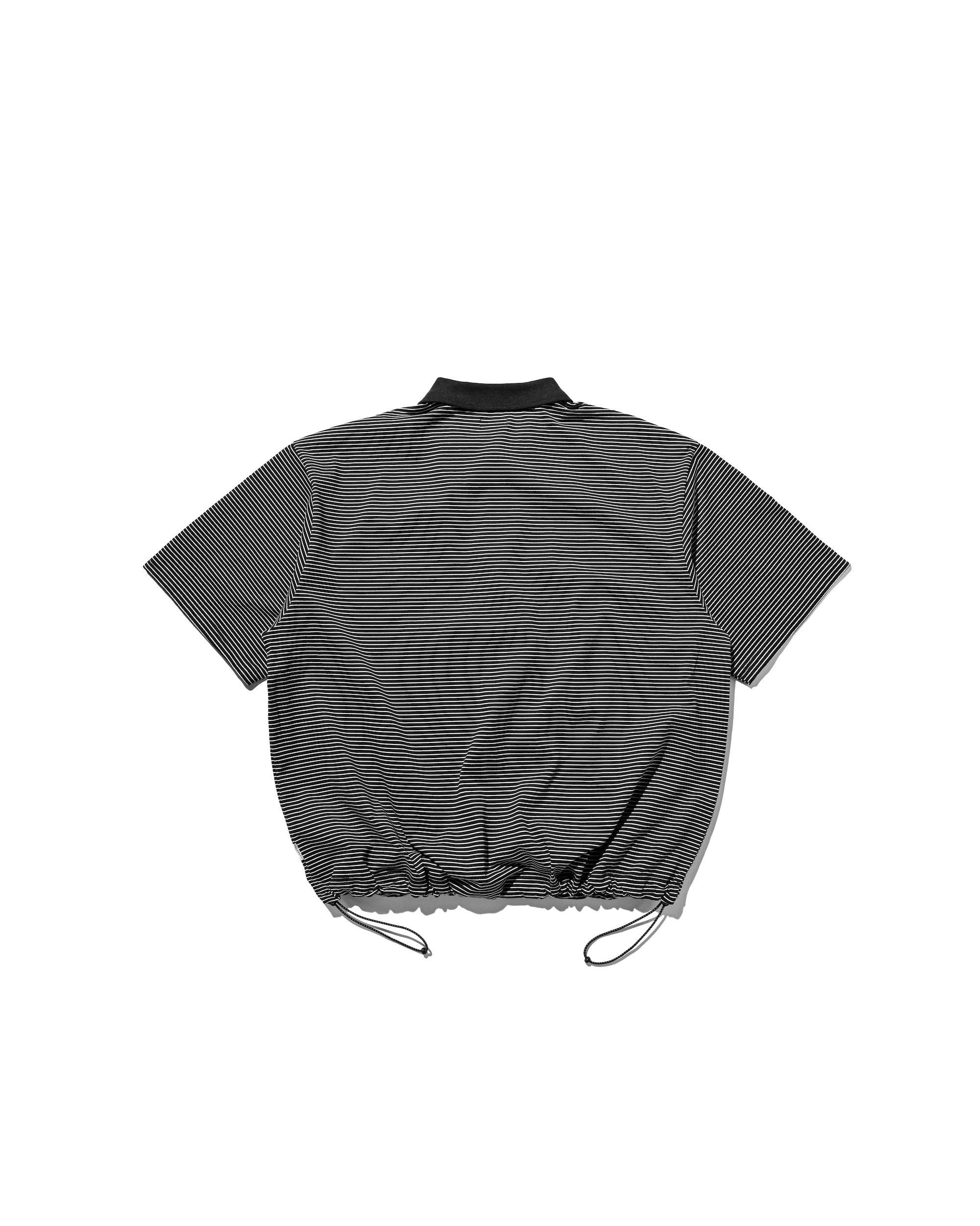 【7.12 SAT 20:00- IN STOCK】STRIPED S/S POLO WITH DRAWSTRINGS (BLACK×WHITE)