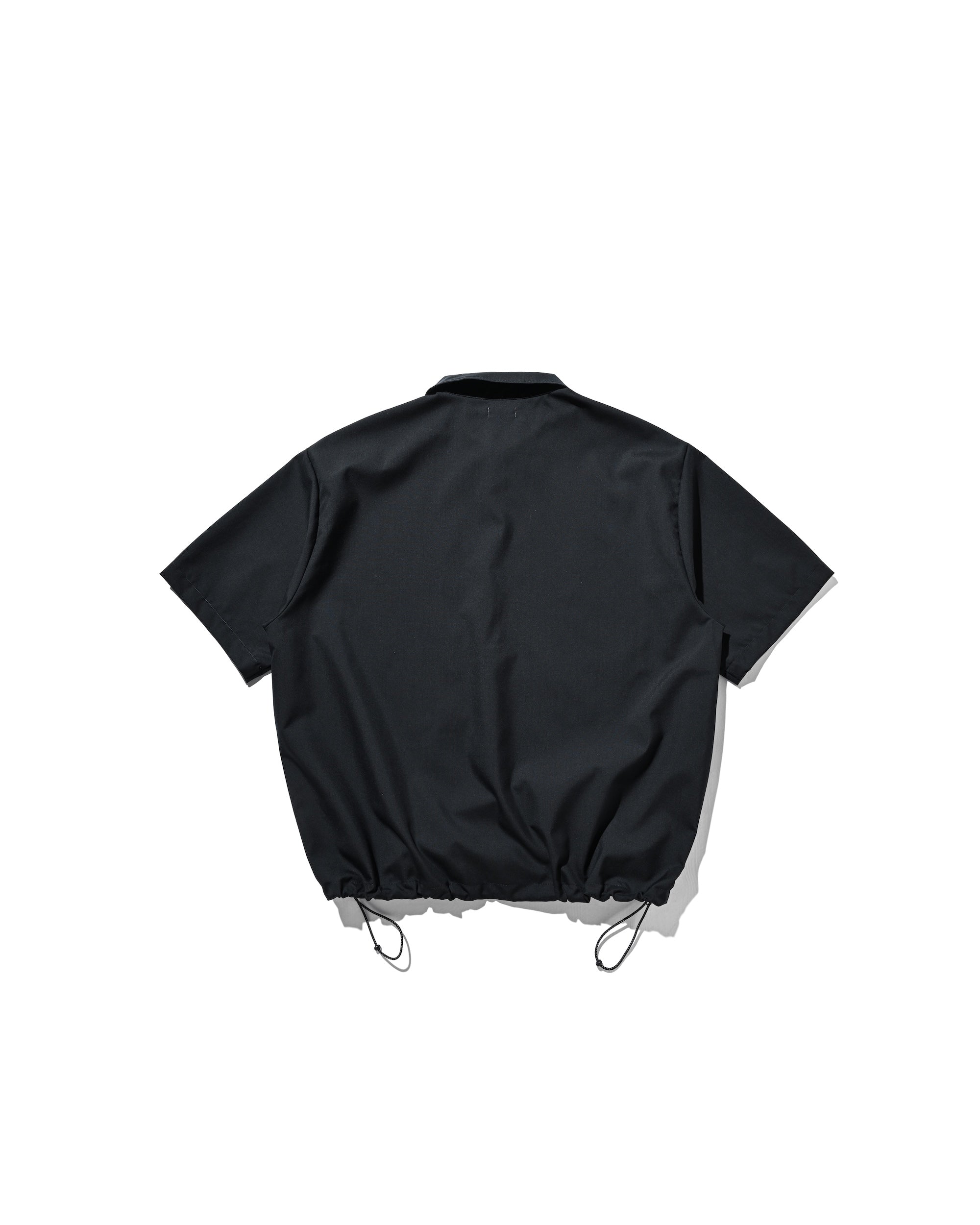 TROPICAL WOOL CITY S/S HALF ZIP SHIRT (NAVY)