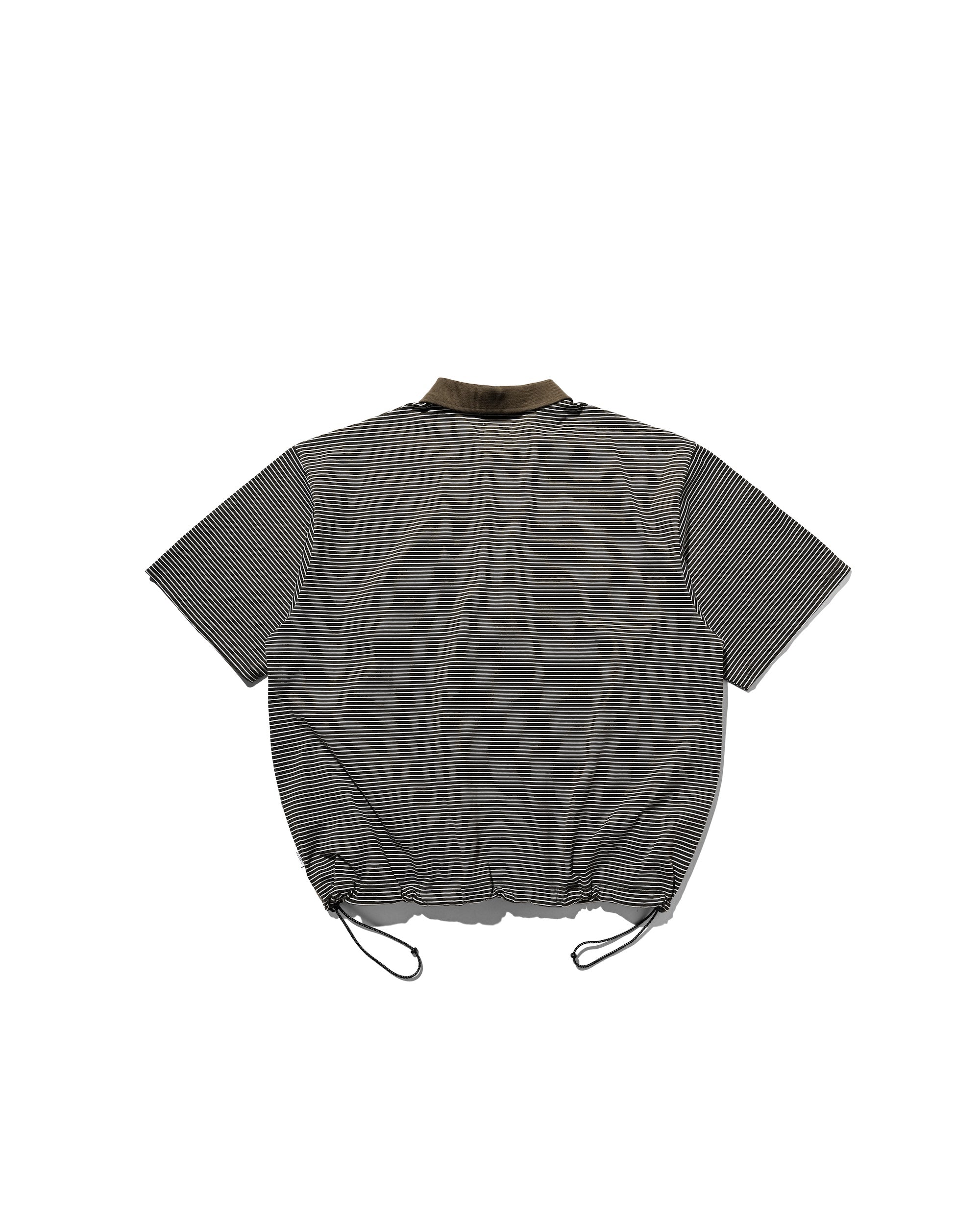 【7.12 SAT 20:00- IN STOCK】STRIPED S/S POLO WITH DRAWSTRINGS (BROWN×WHITE)