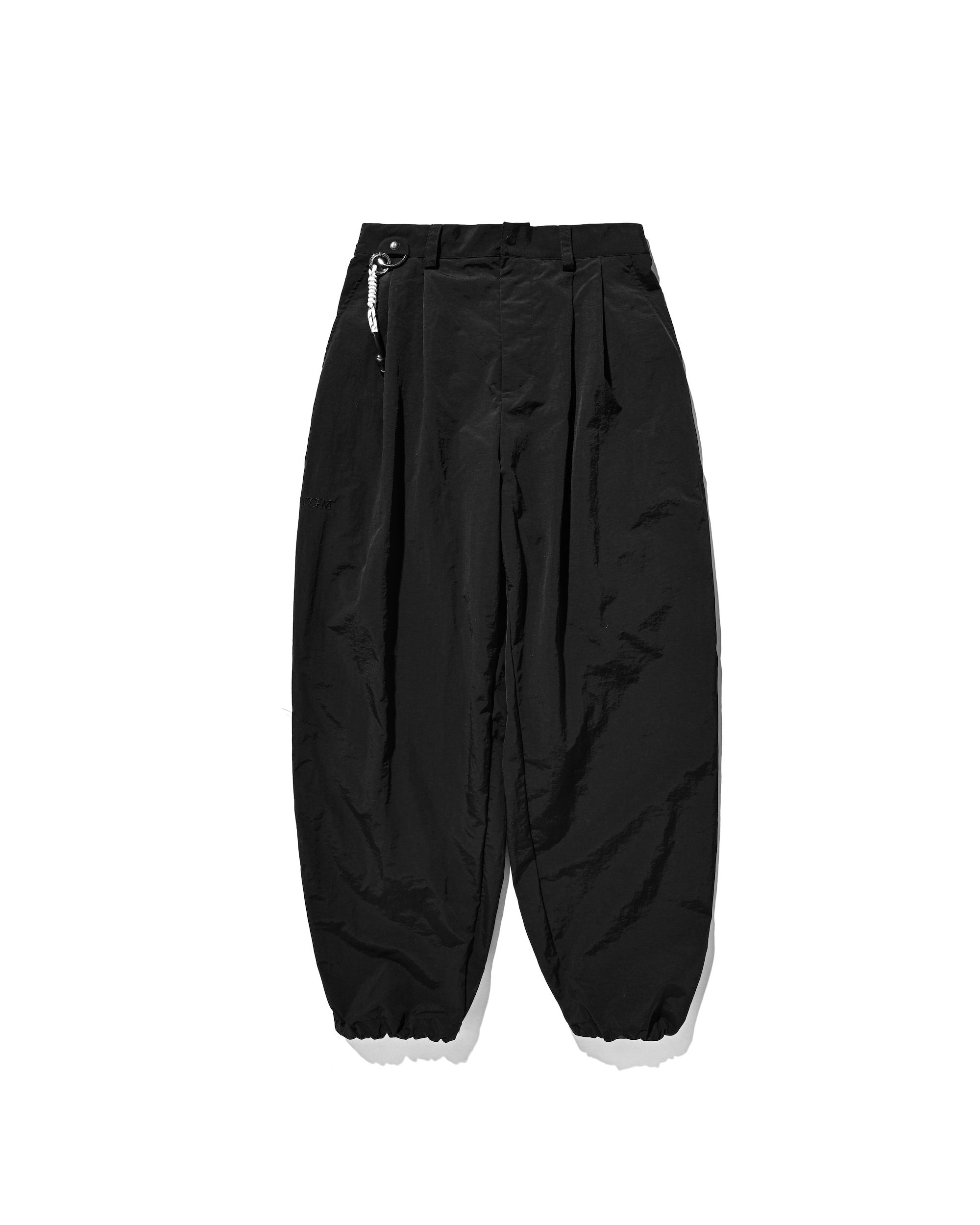 【10.15 WED 20:00- IN STOCK】WATER REPELLENT NYLON CITY UNIFORM WIDE TAPERED PANTS FOR YGM (BLACK×BLACK)