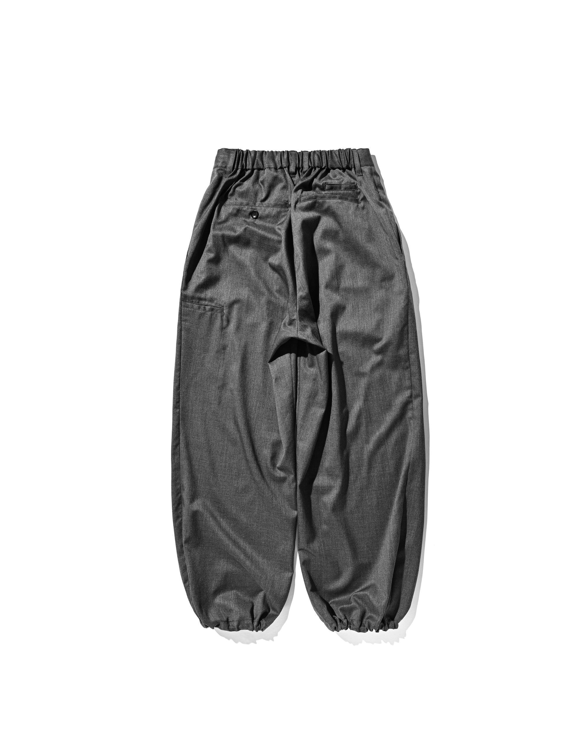 WOOL GABARDINE CITY UNIFORM WIDE STRAIGHT PANTS (GRAY)
