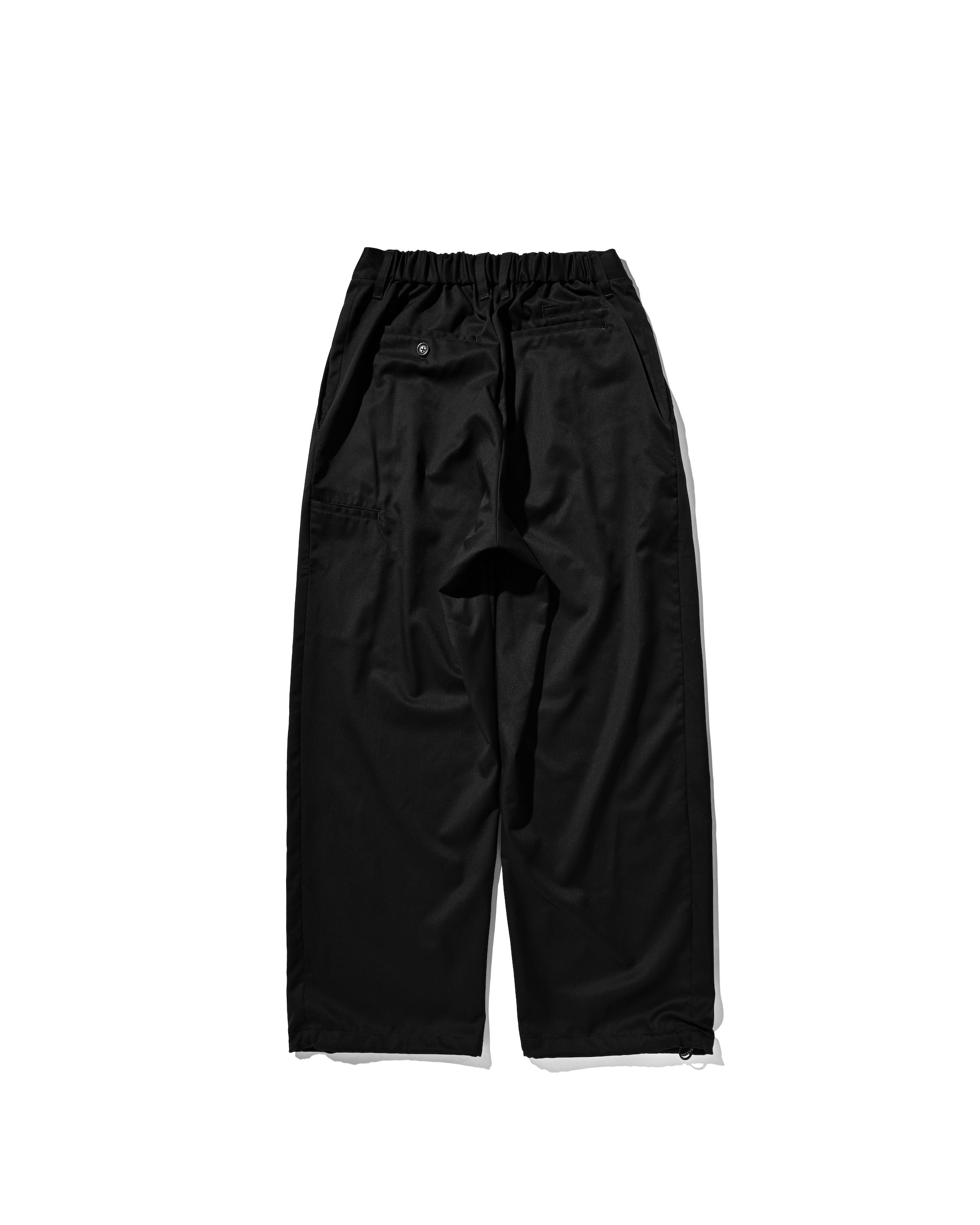 WOOL GABARDINE CITY UNIFORM WIDE STRAIGHT PANTS (BLACK)
