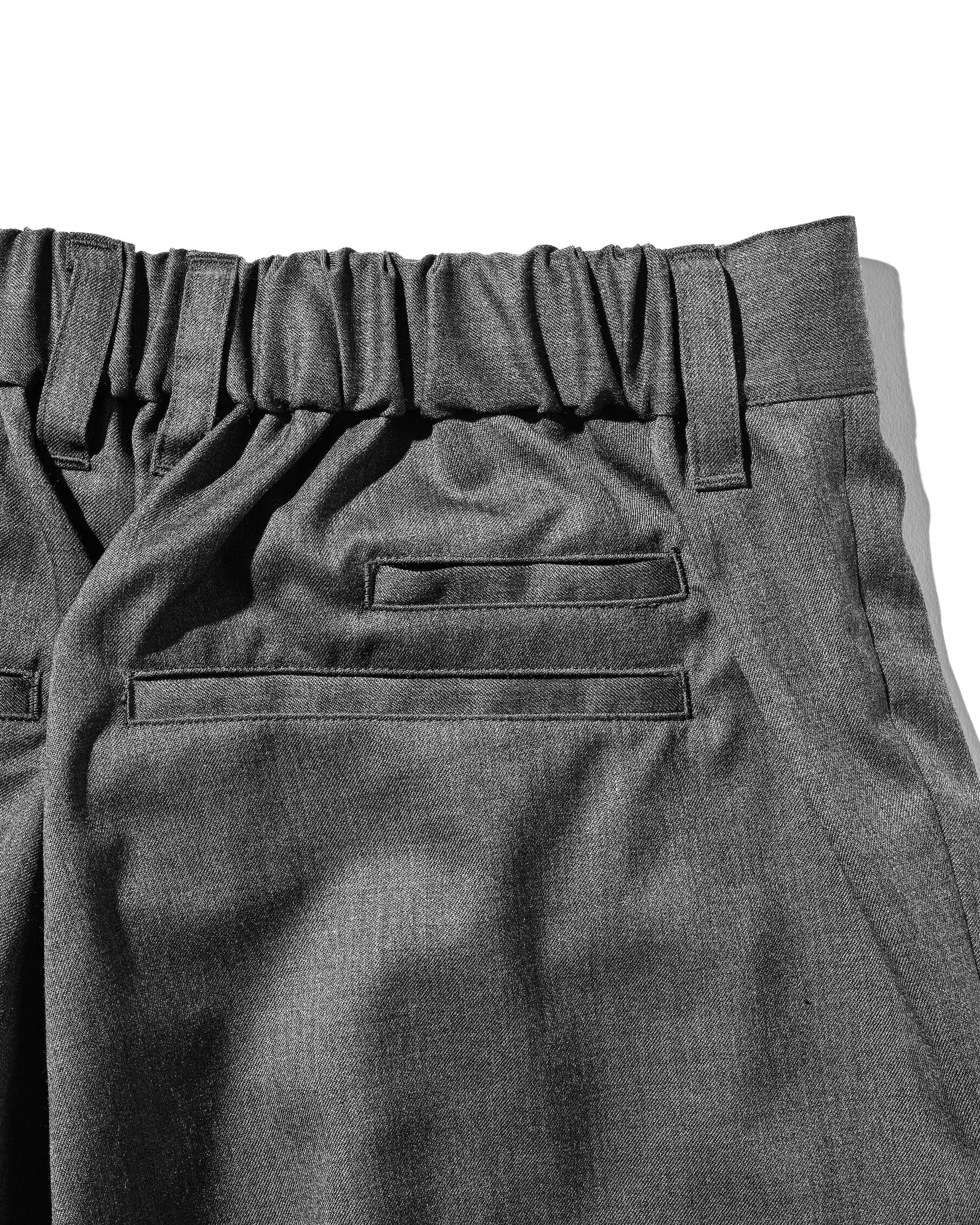 WOOL GABARDINE CITY UNIFORM WIDE STRAIGHT PANTS (GRAY)